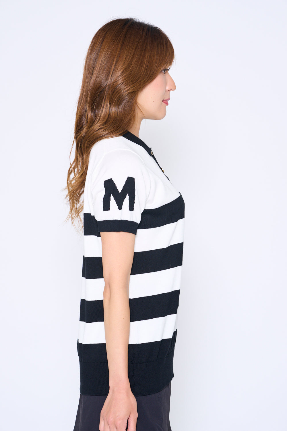 Short sleeve intarsia knit (801H6258K)