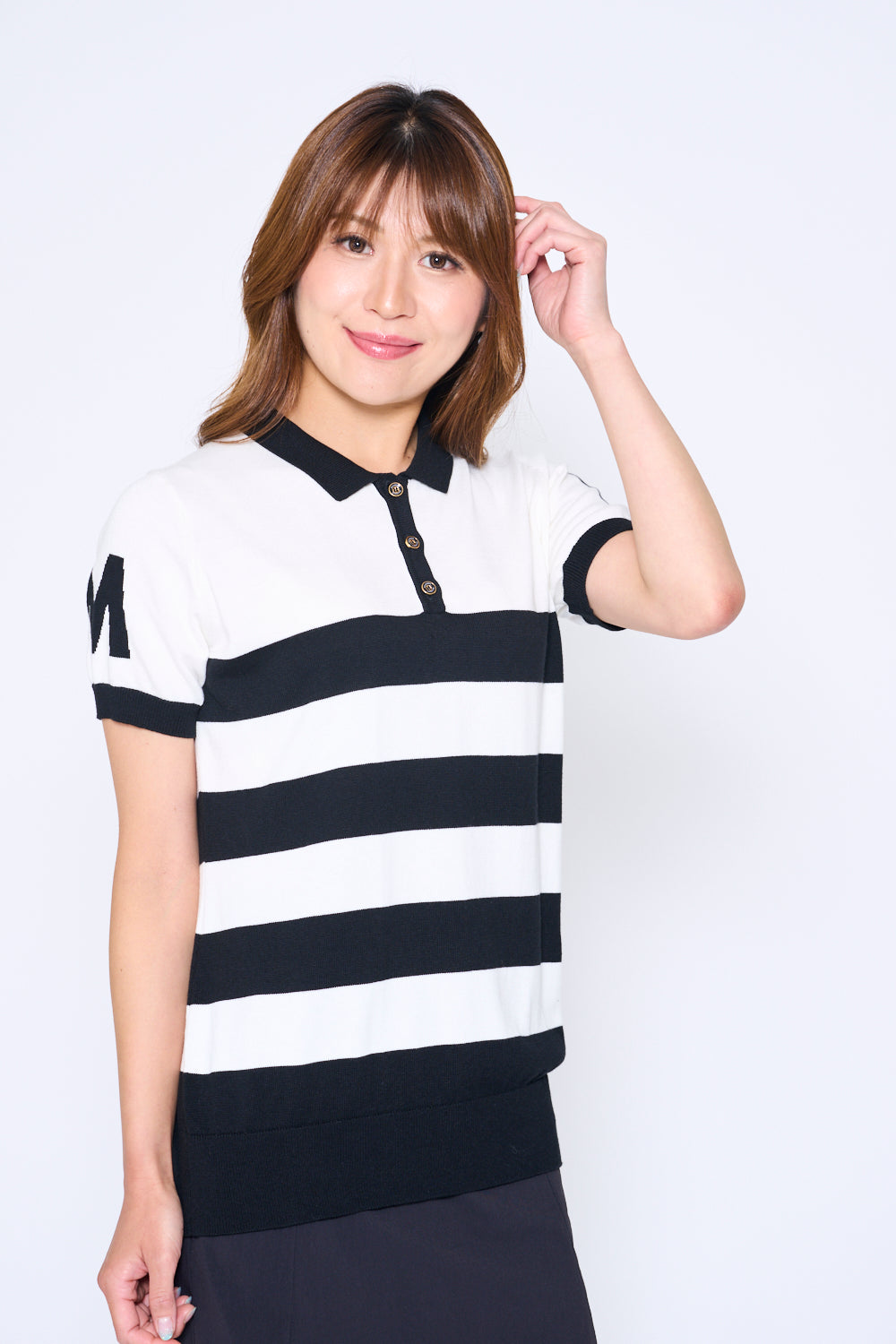 Short sleeve intarsia knit (801H6258K)