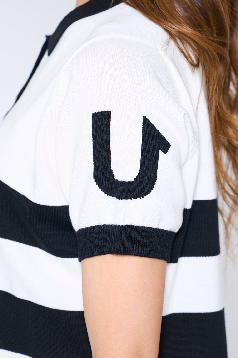 Short sleeve intarsia knit (801H6258K)
