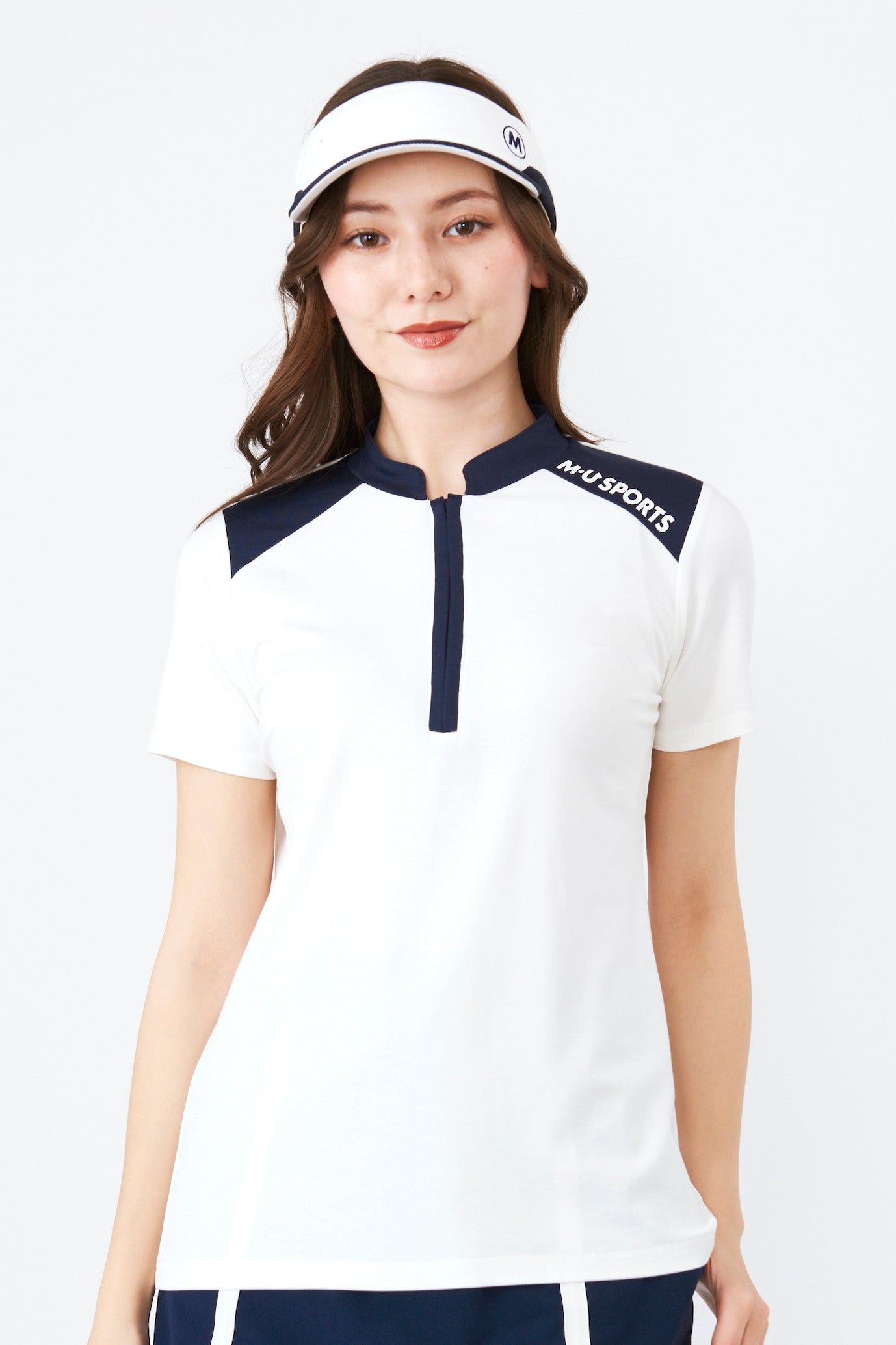 半袖ハイテンションバイカラーハーフジッププルオーバー(801J3450)