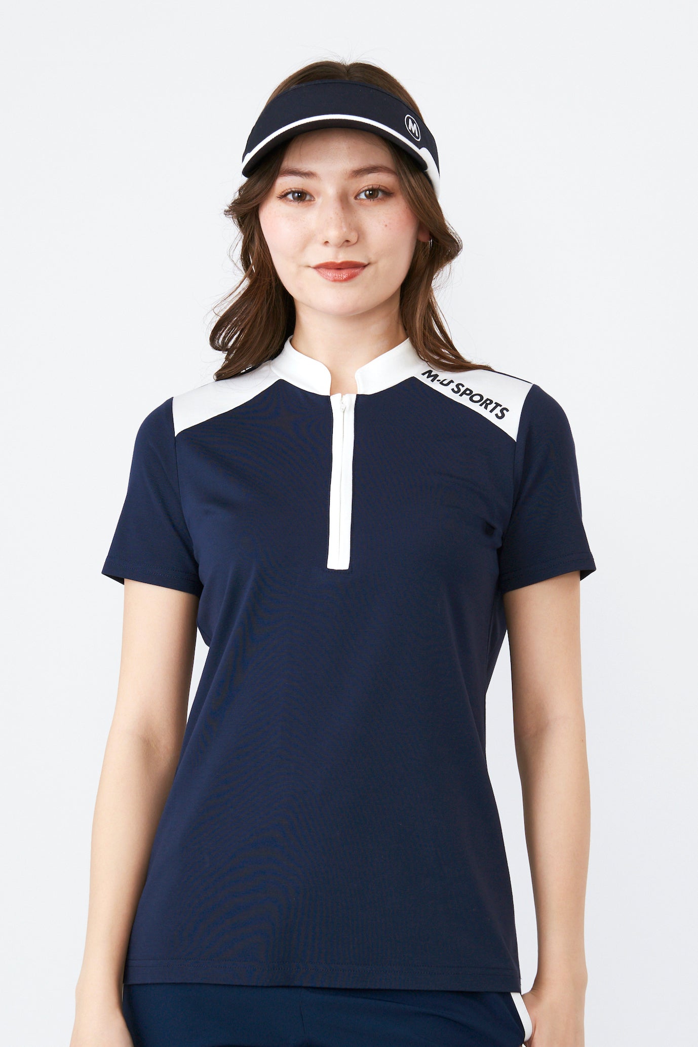 半袖ハイテンションバイカラーハーフジッププルオーバー(801J3450)