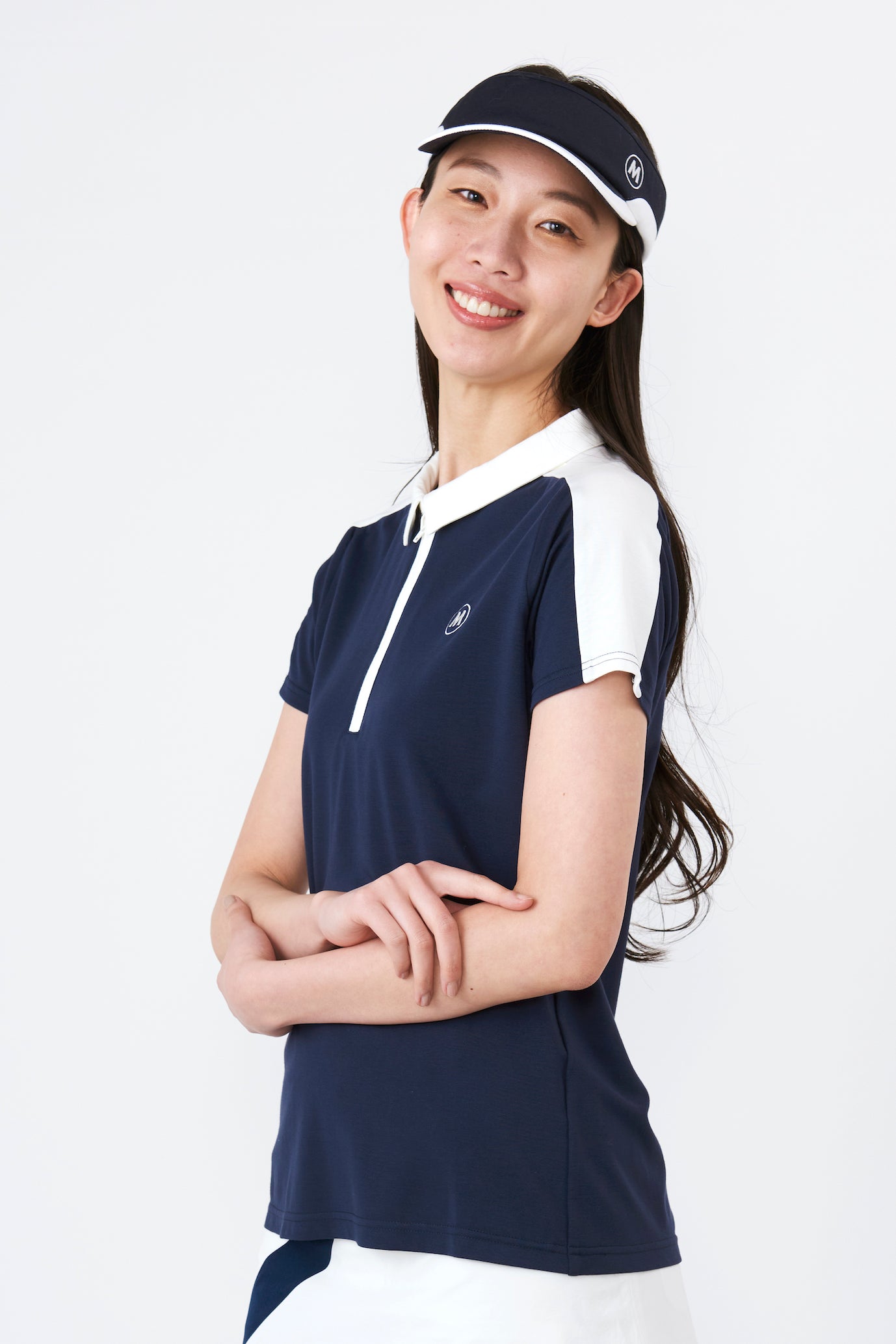 Short sleeve bicolor half zip shirt (801J1056)