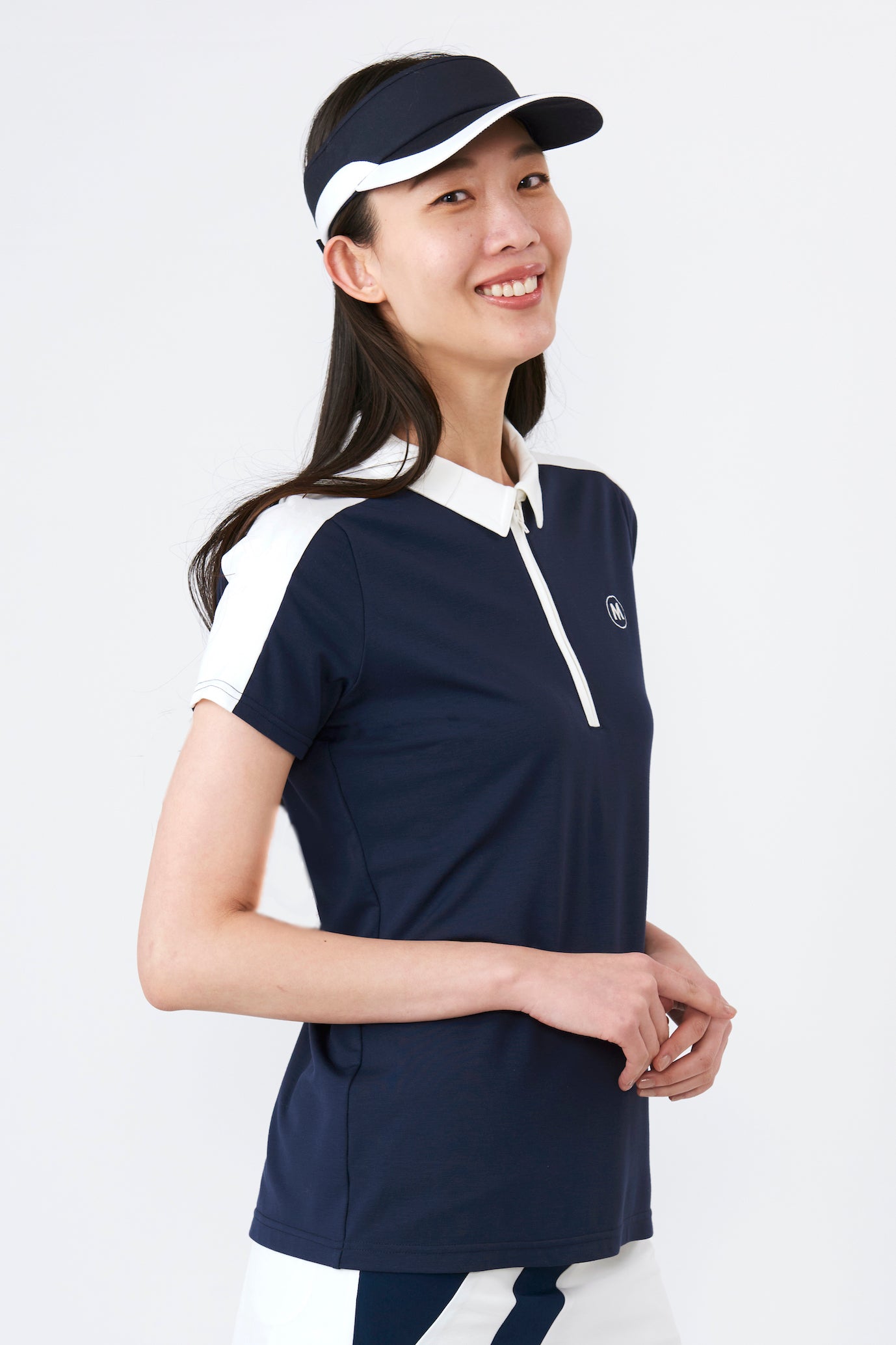 Short sleeve bicolor half zip shirt (801J1056)