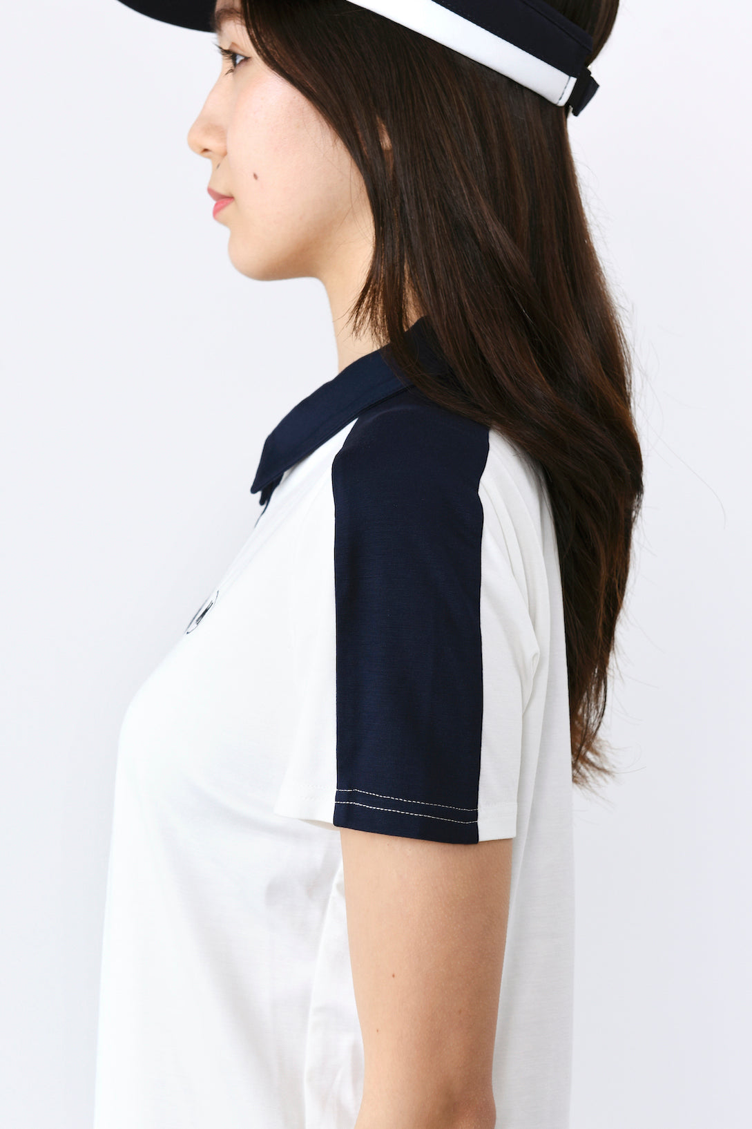 Short sleeve bicolor half zip shirt (801J1056)