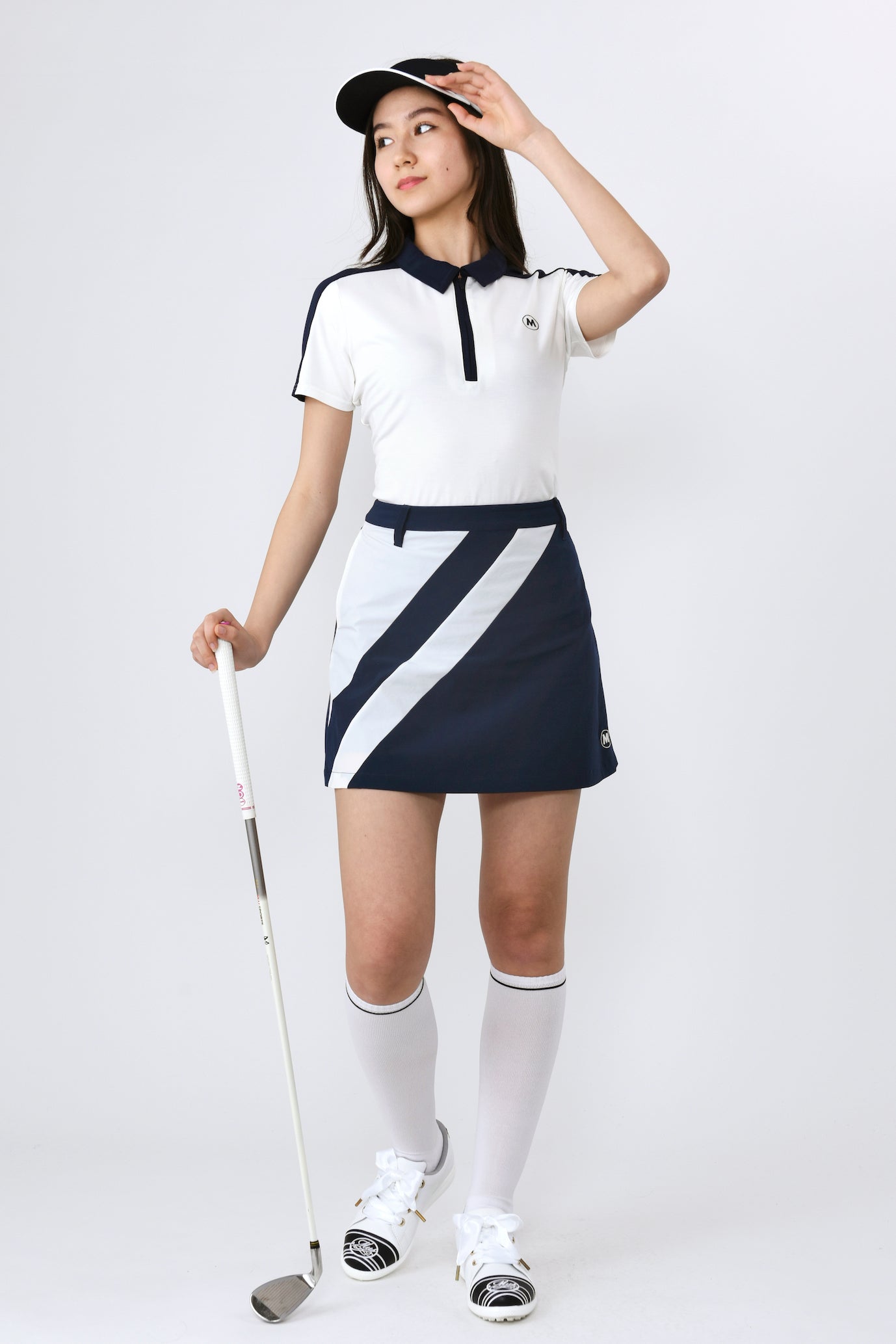 Short sleeve bicolor half zip shirt (801J1056)