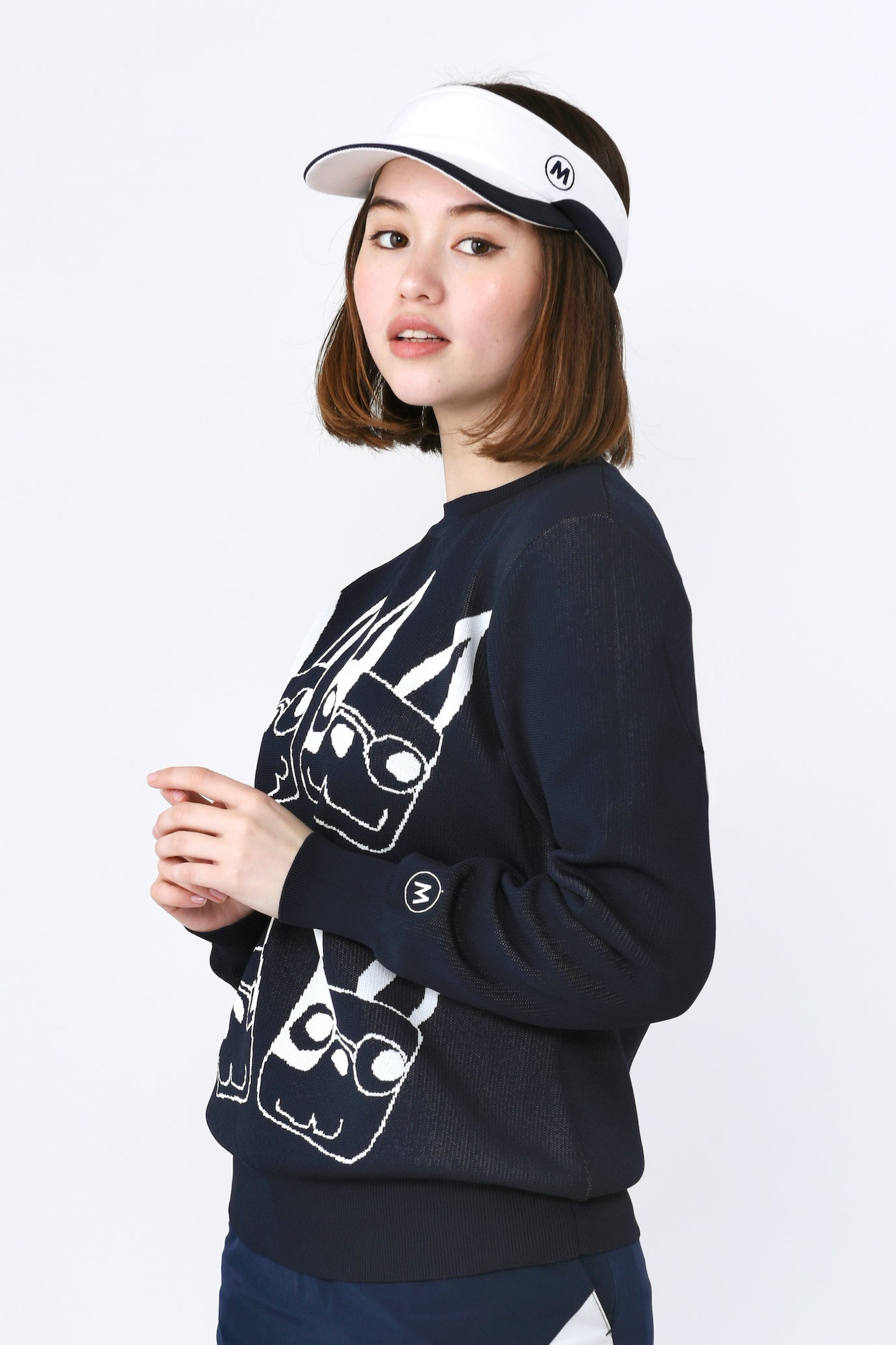 長袖UMOジャカードクルーネックニット(801J1250)※販売終了