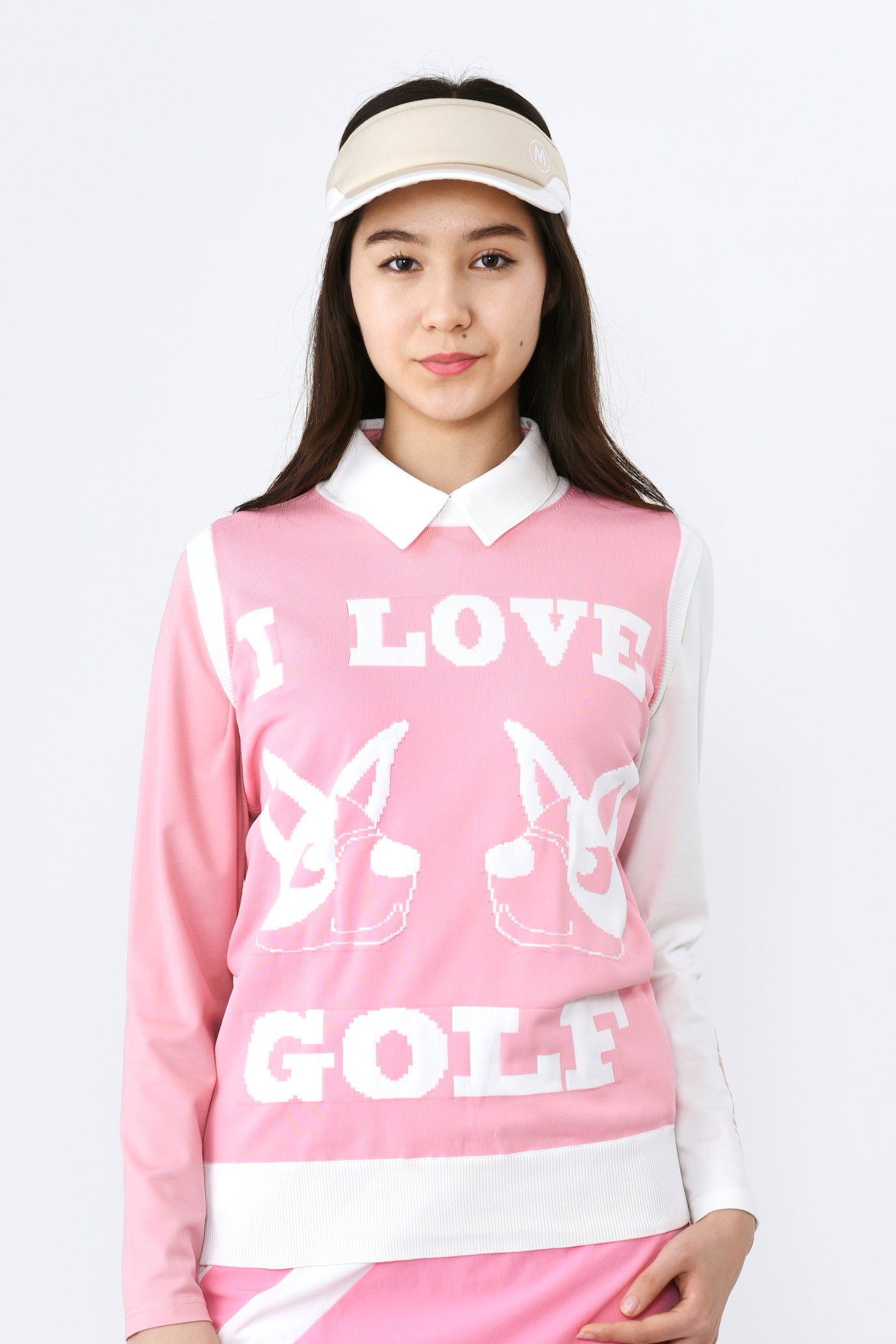 I LOVE GOLF UMOモチーフクルーネックベスト（801J1352）