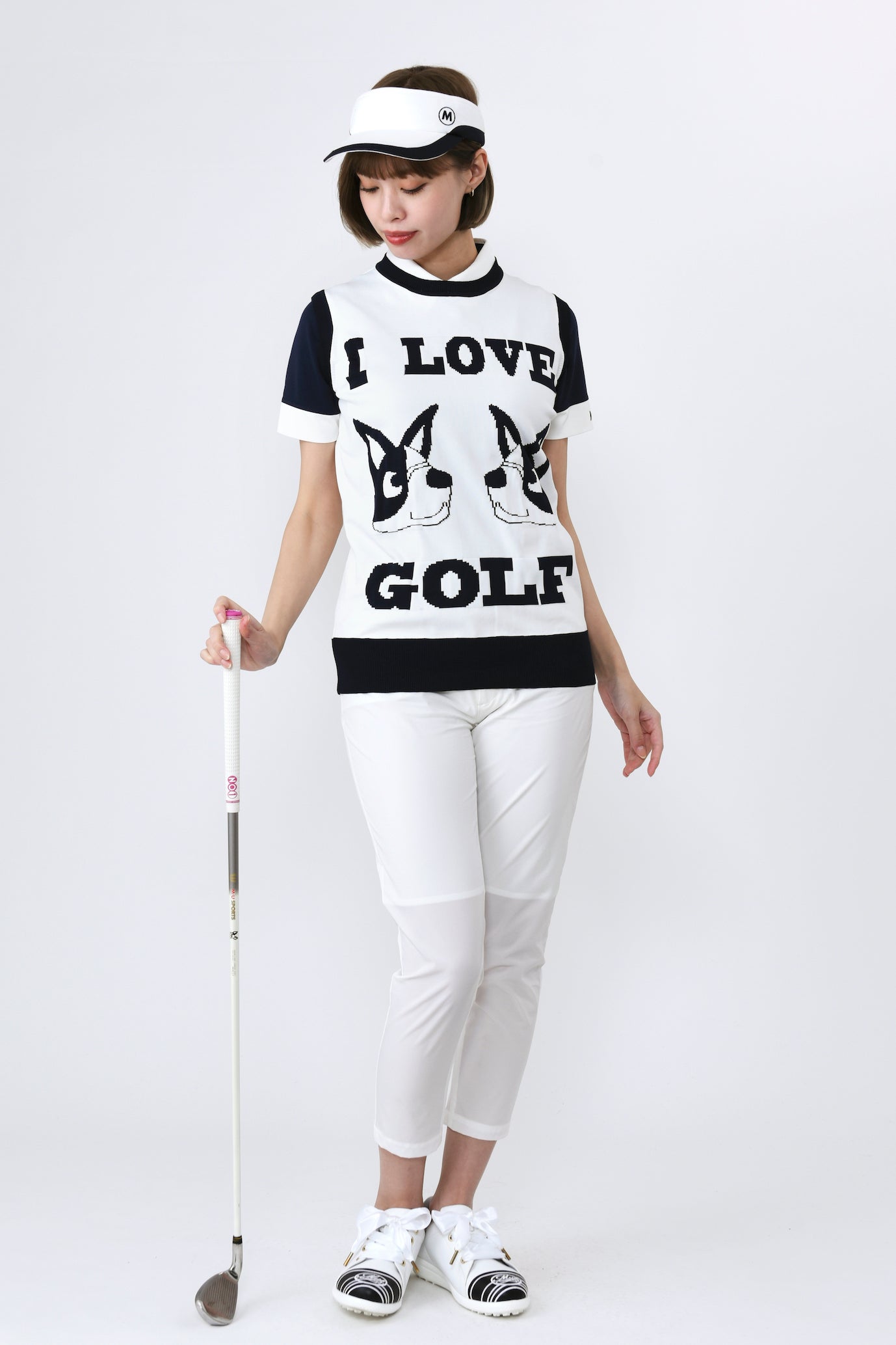 I LOVE GOLF UMOモチーフクルーネックベスト（801J1352）