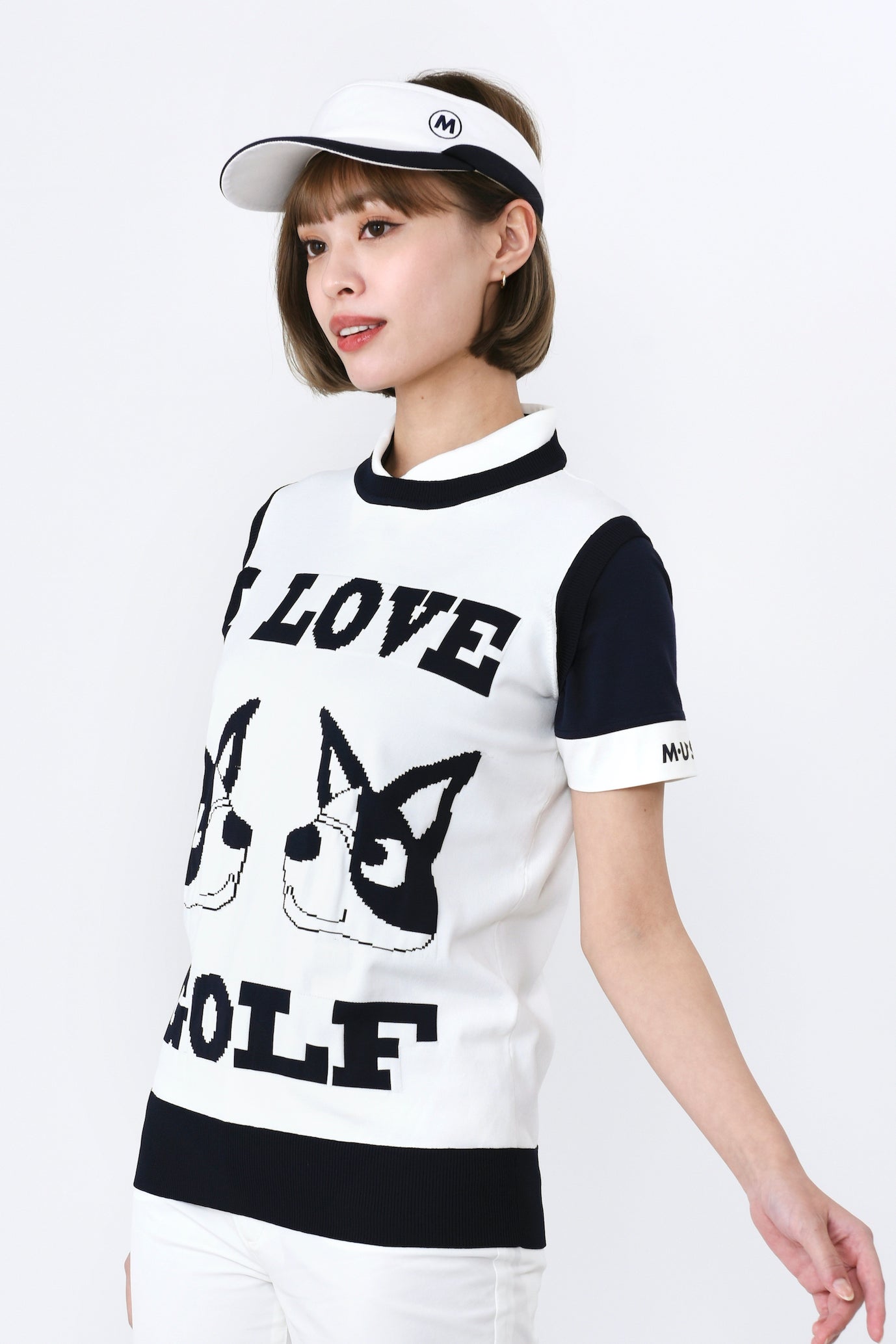 I LOVE GOLF UMOモチーフクルーネックベスト(801J1352)