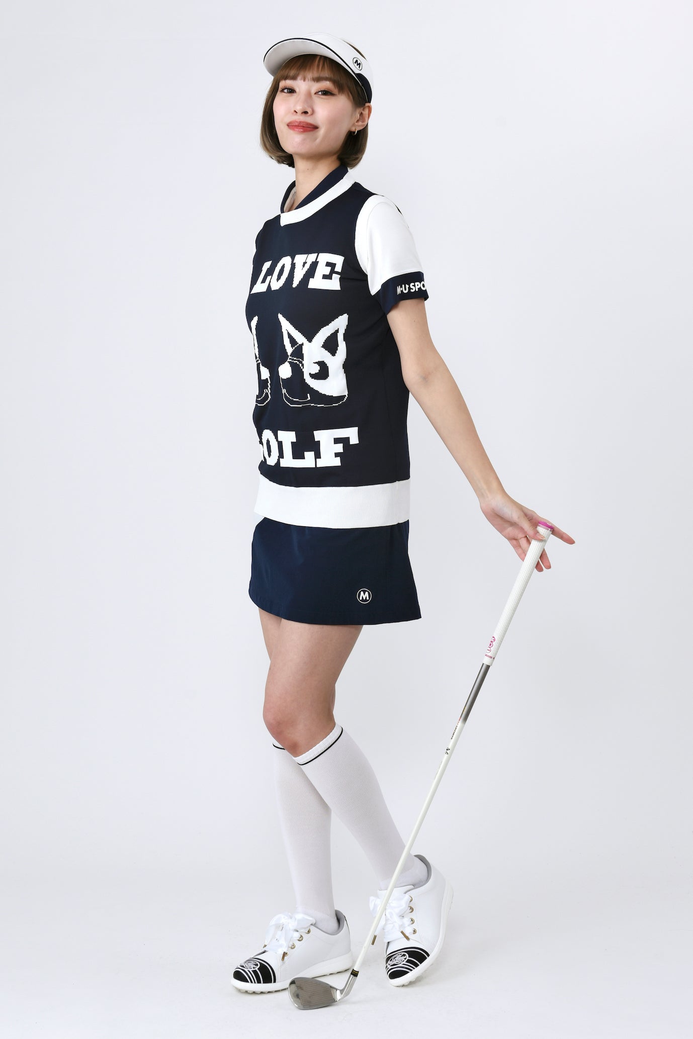 I LOVE GOLF UMO motif crew neck vest (801J1352)