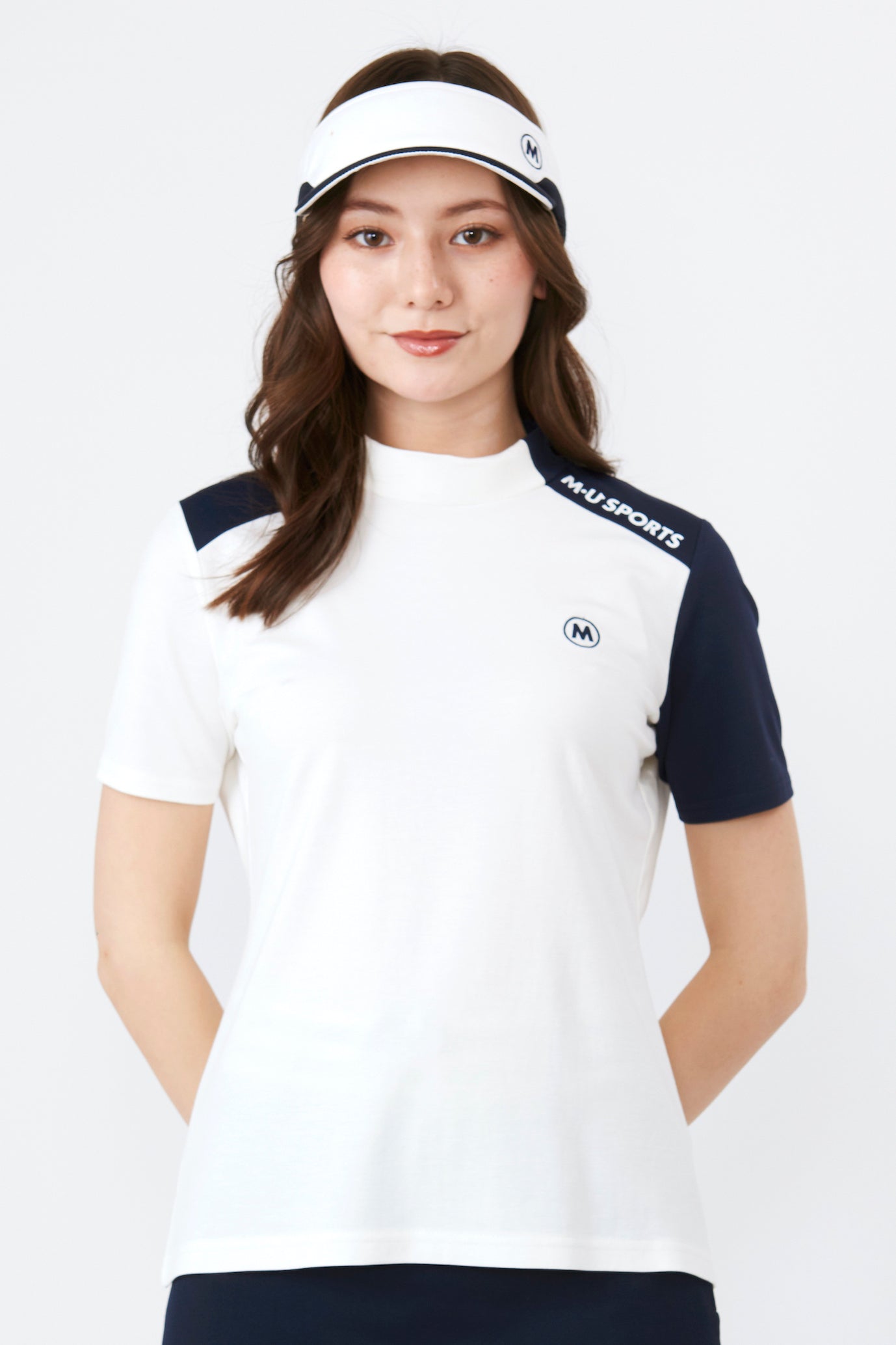Short sleeve high tension asymmetric bicolor pullover (801J2452)