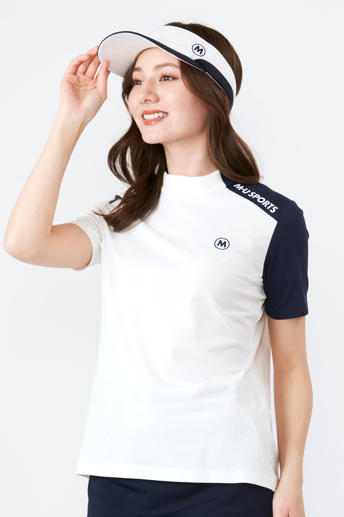Short sleeve high tension asymmetric bicolor pullover (801J2452)