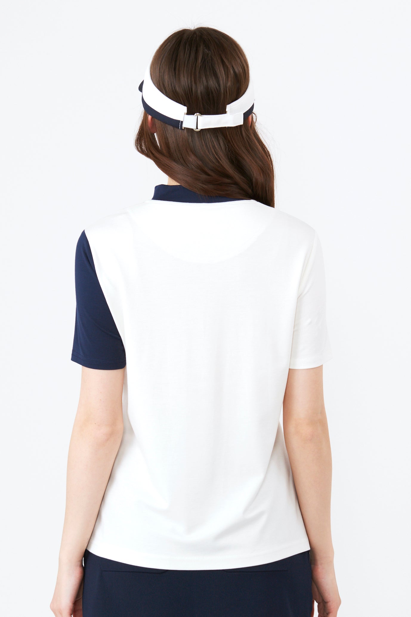 Short sleeve high tension asymmetric bicolor pullover (801J2452)
