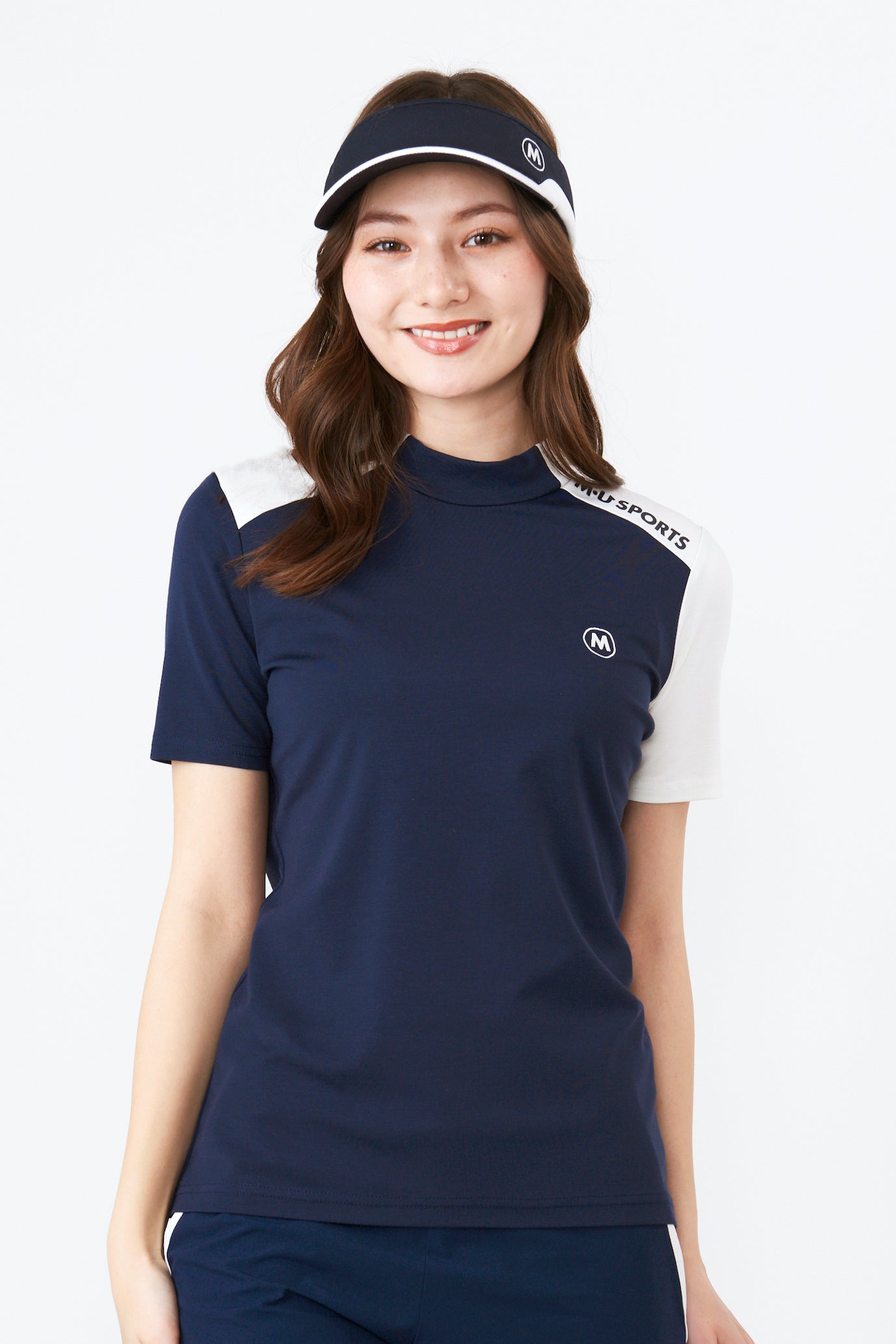 Short sleeve high tension asymmetric bicolor pullover (801J2452)