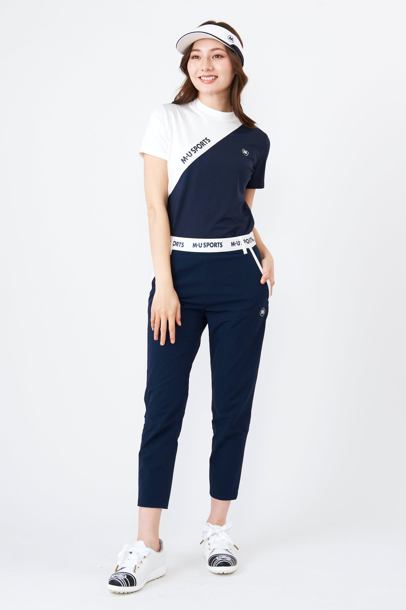 ハイテンションウエストロゴ入りスリムフィットパンツ(801J2552)