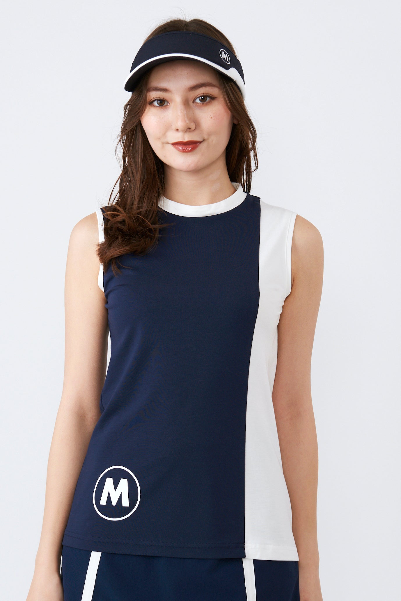 ノースリーブ ハイテンション アシンメトリー プルオーバー(801J3456)