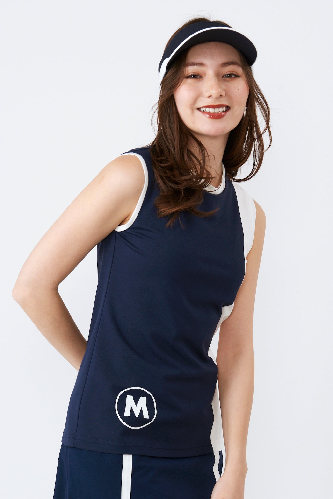 ノースリーブ ハイテンション アシンメトリー プルオーバー(801J3456)