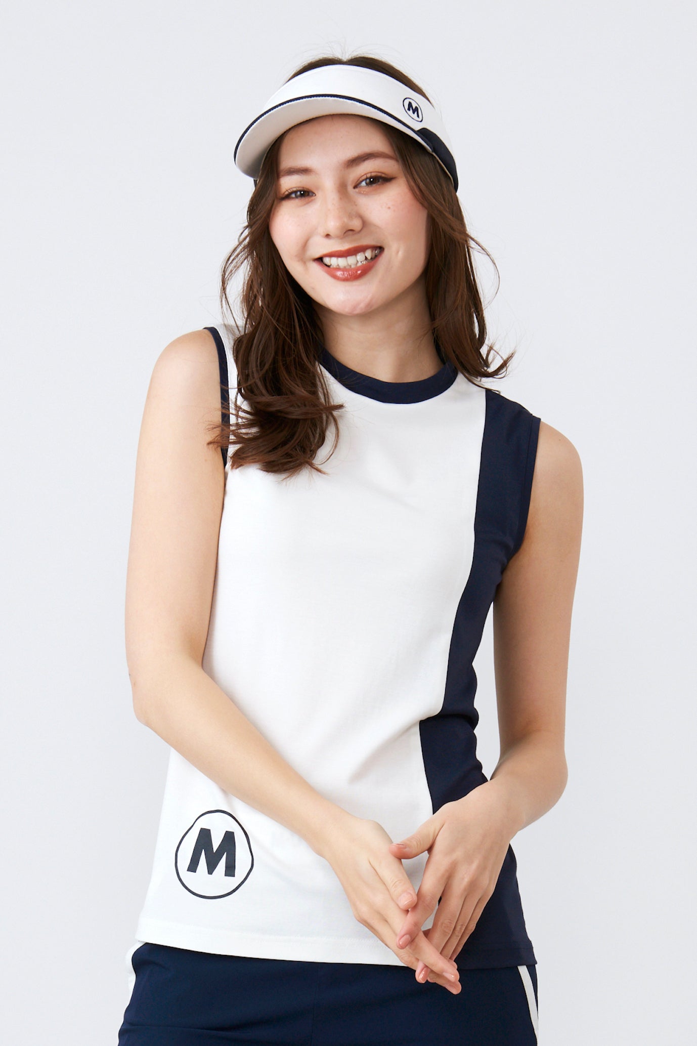 ノースリーブ ハイテンション アシンメトリー プルオーバー(801J3456)