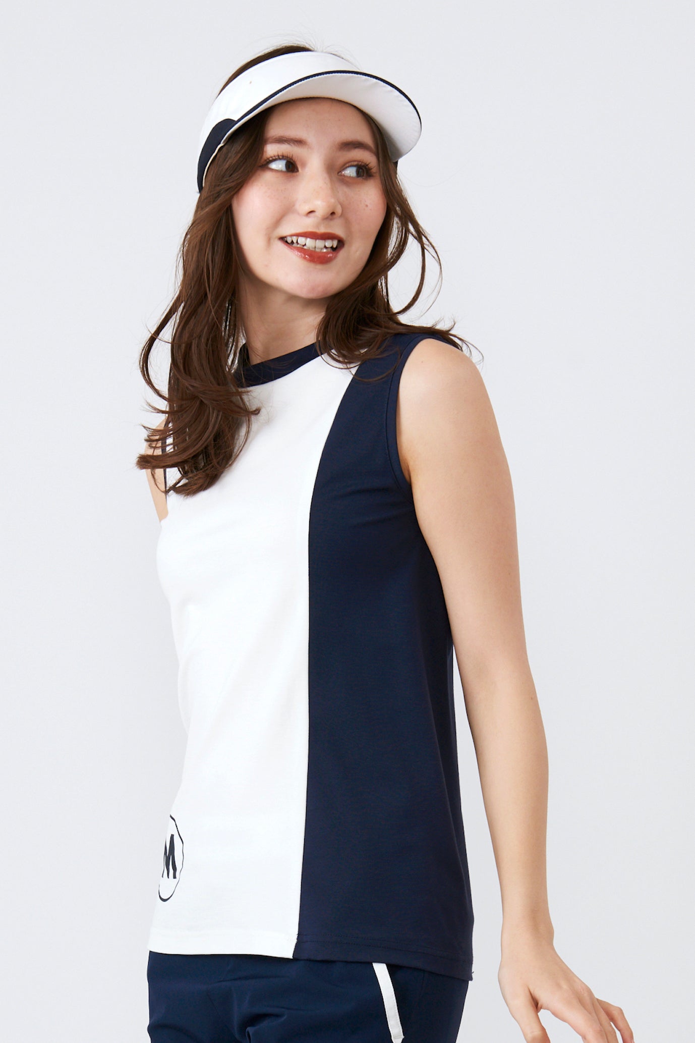 ノースリーブ ハイテンション アシンメトリー プルオーバー(801J3456)