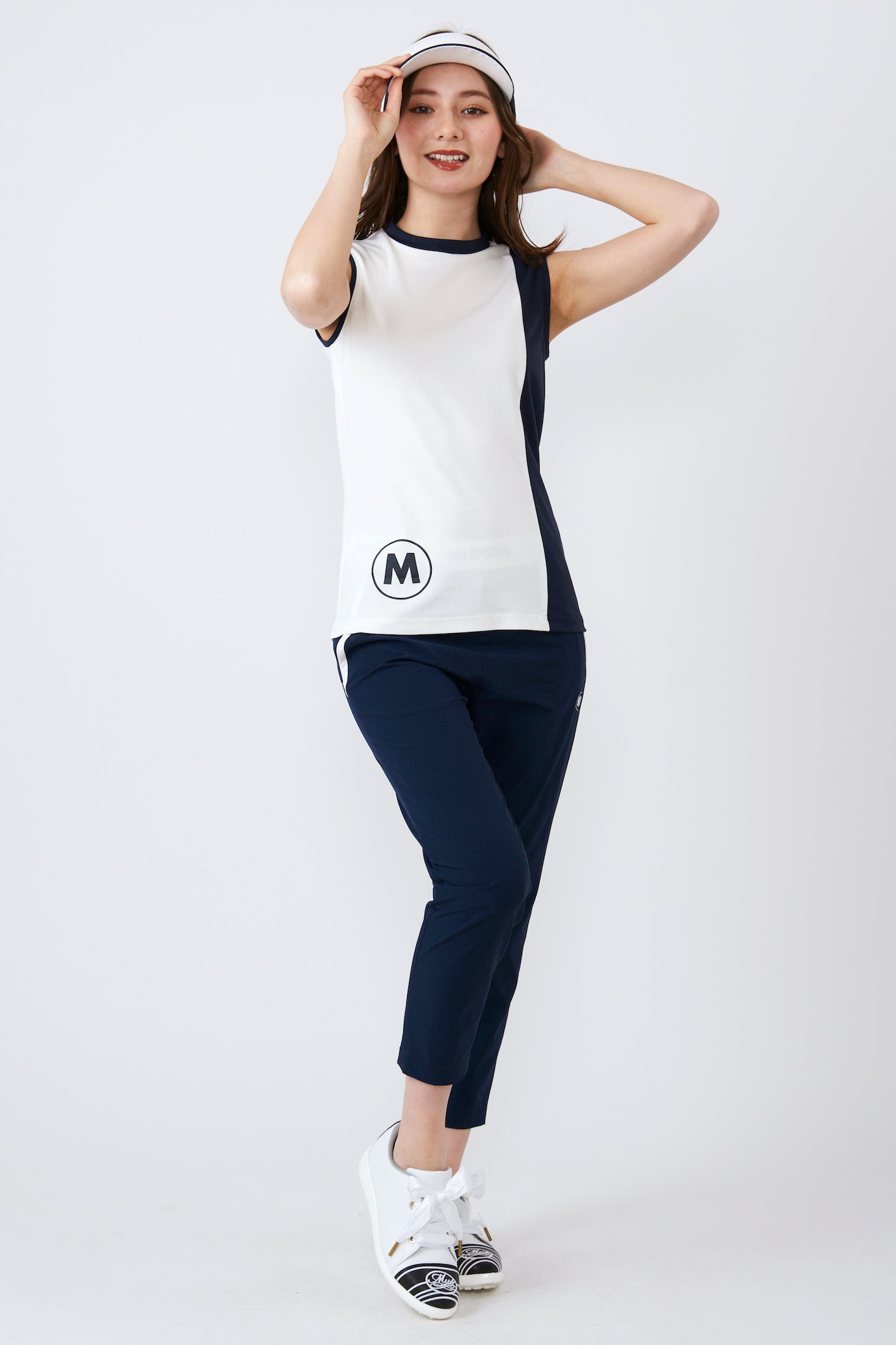 ノースリーブ ハイテンション アシンメトリー プルオーバー(801J3456)