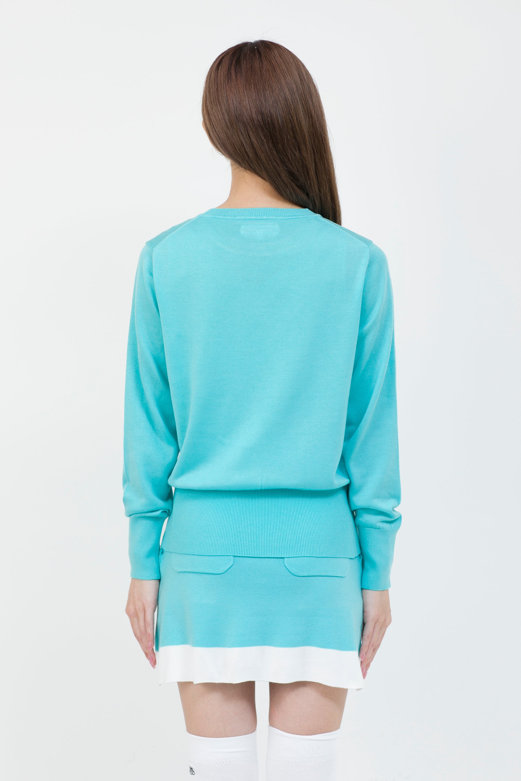 Intarsia long sleeve logo knit (701H6224)