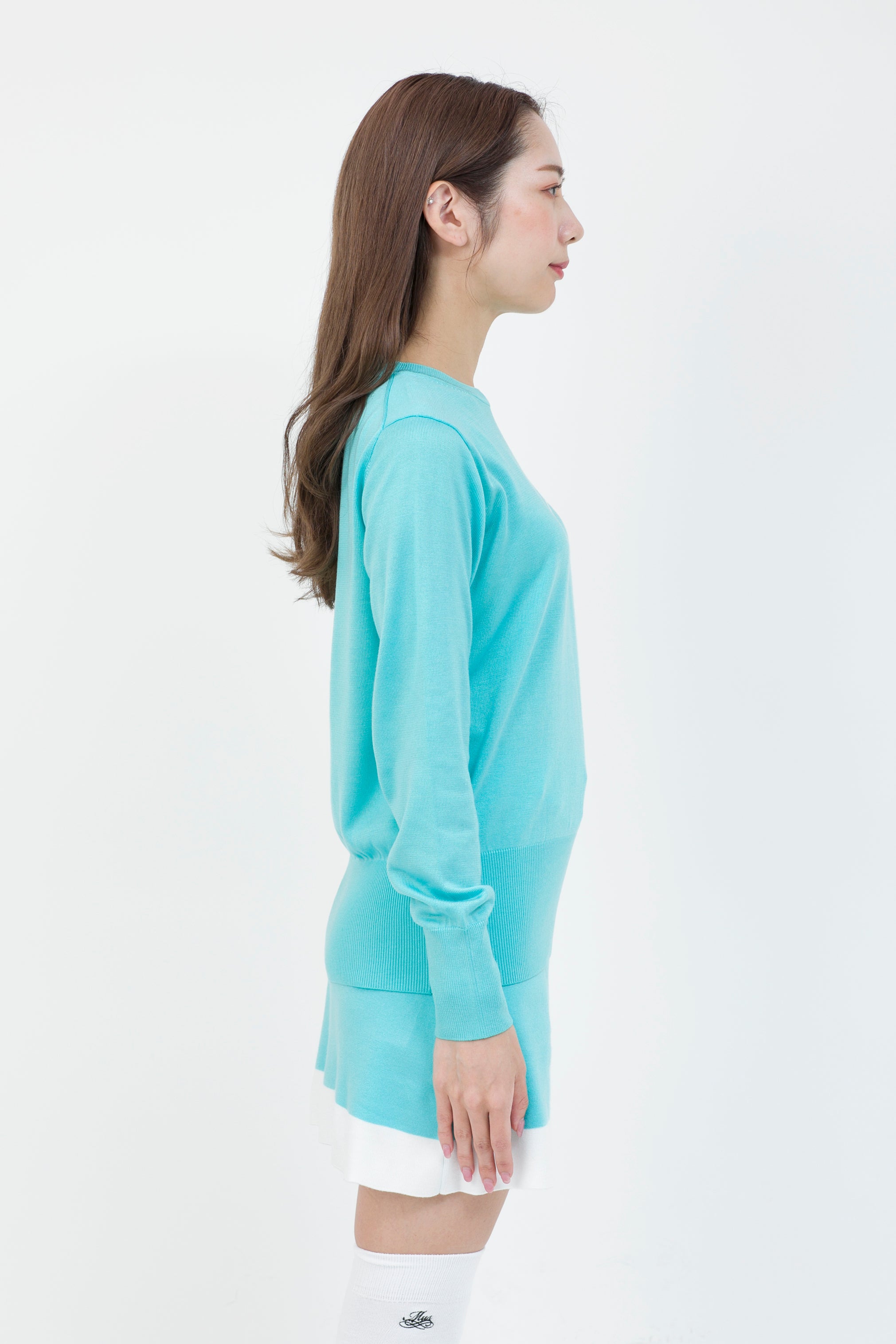 Intarsia long sleeve logo knit (701H6224)