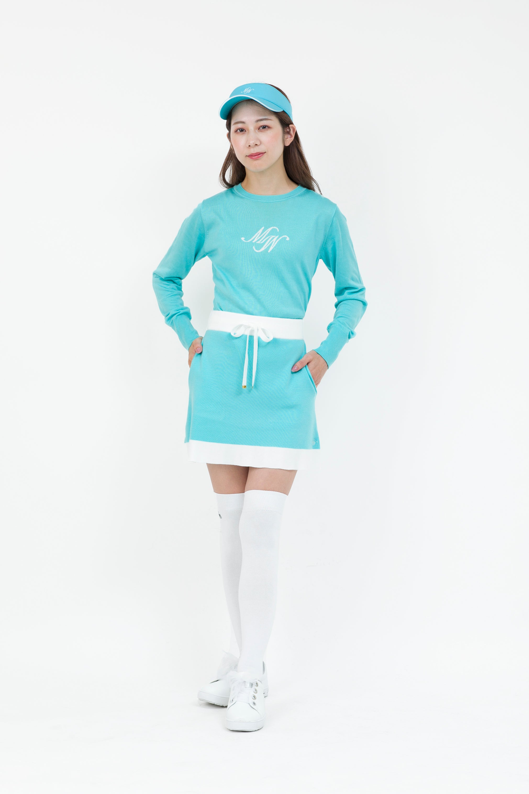 Intarsia long sleeve logo knit (701H6224)