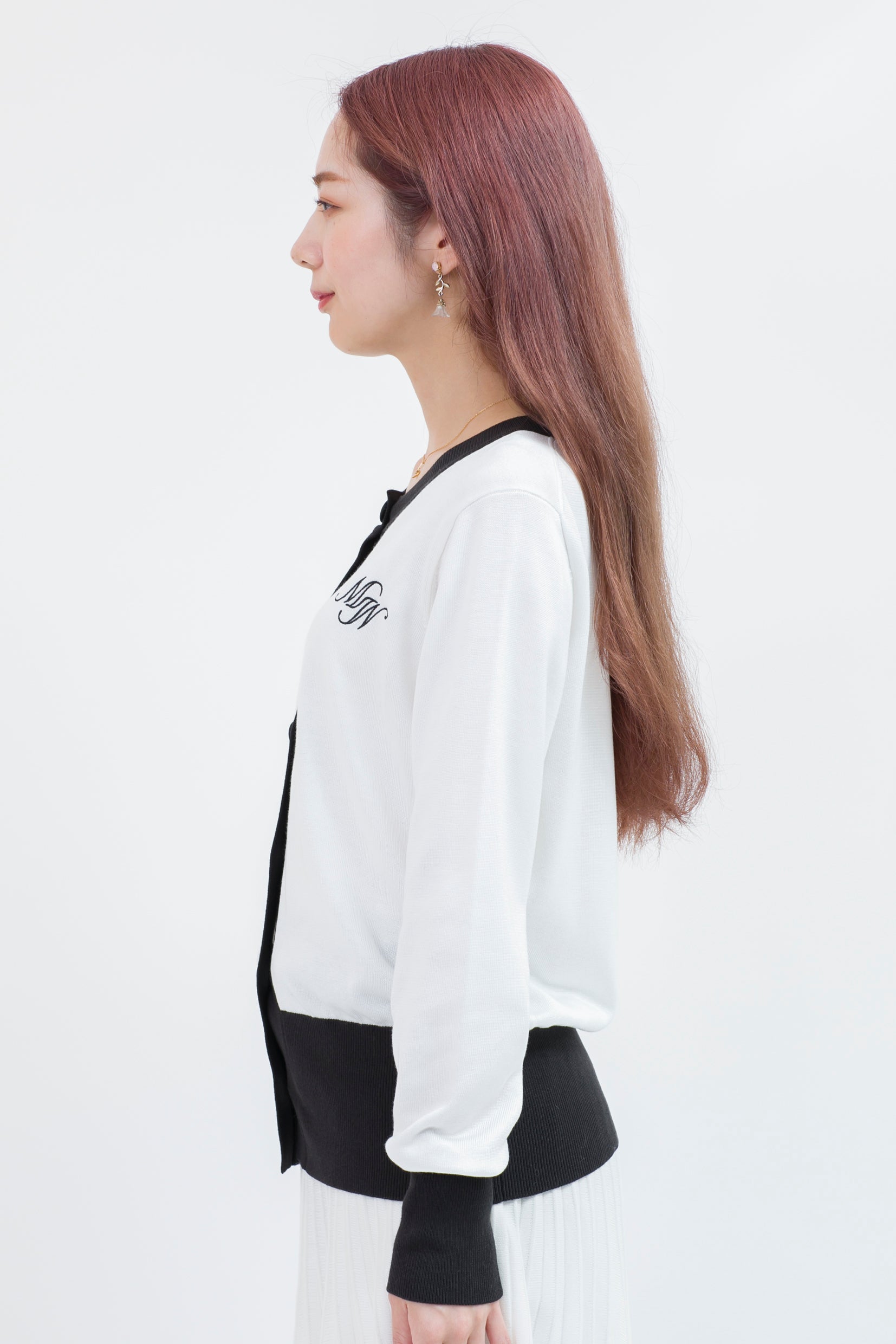Bicolor long sleeve knit cardigan (701H8212K)