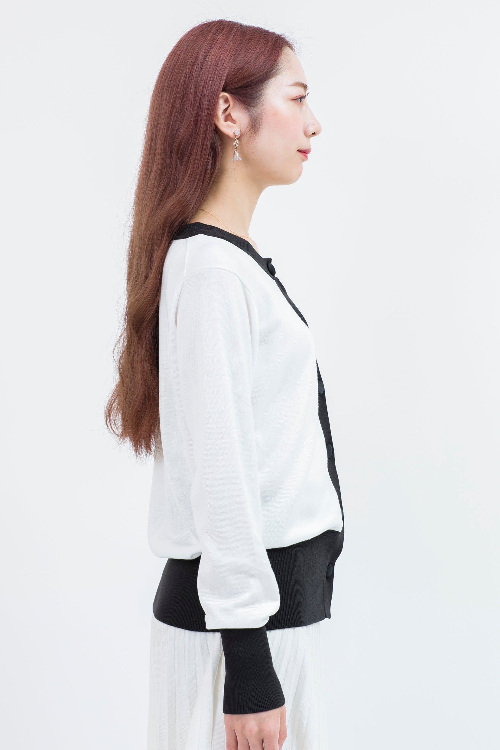 Bicolor long sleeve knit cardigan (701H8212K)