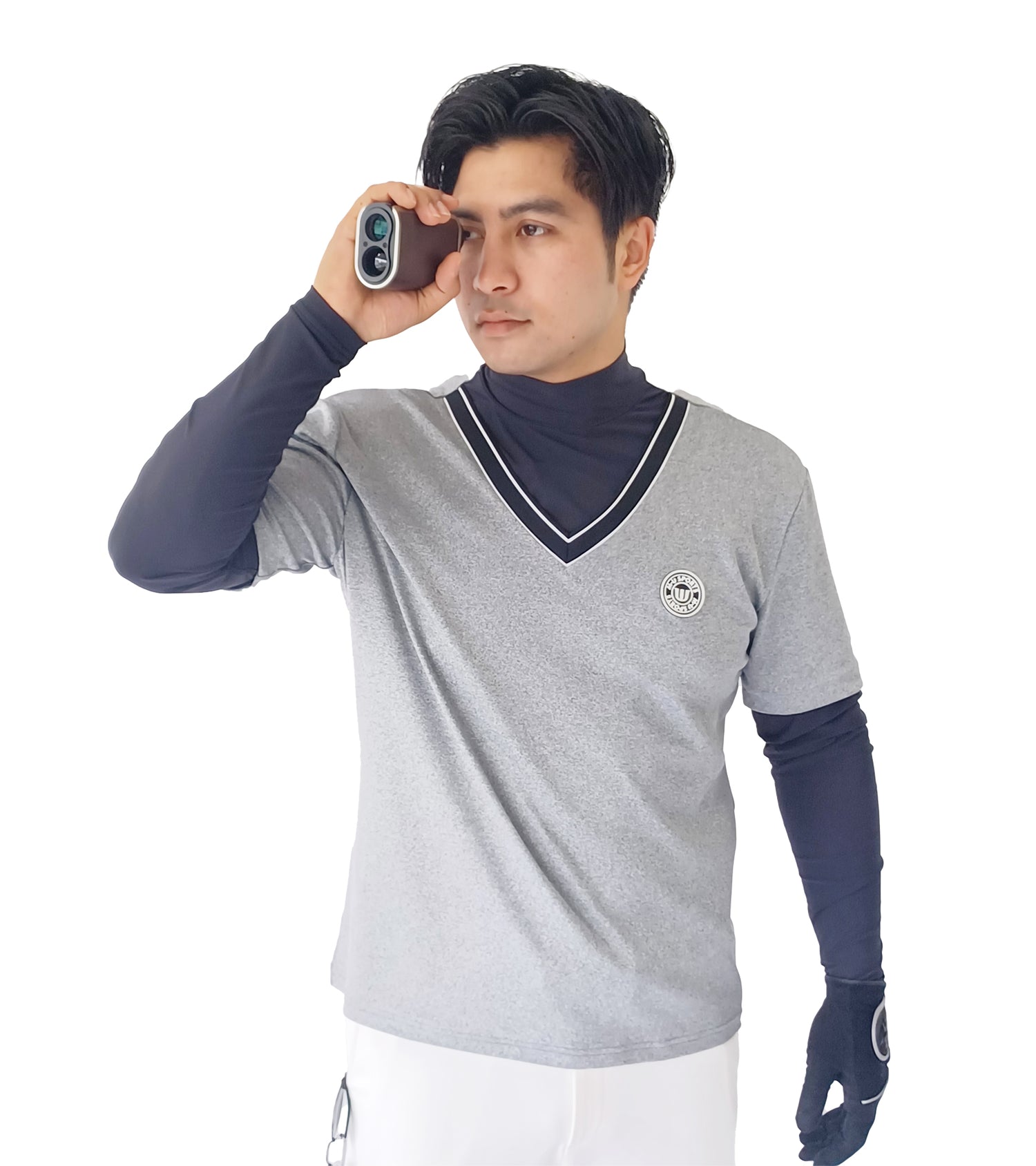 メンズ長袖フェイクレイヤープルオーバー