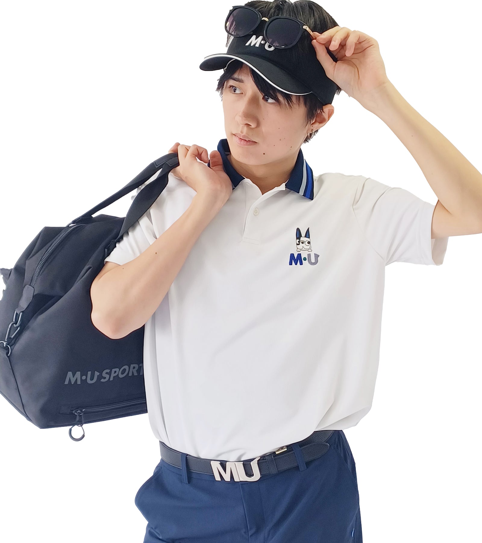 半袖スキッパー衿メンズポロシャツ