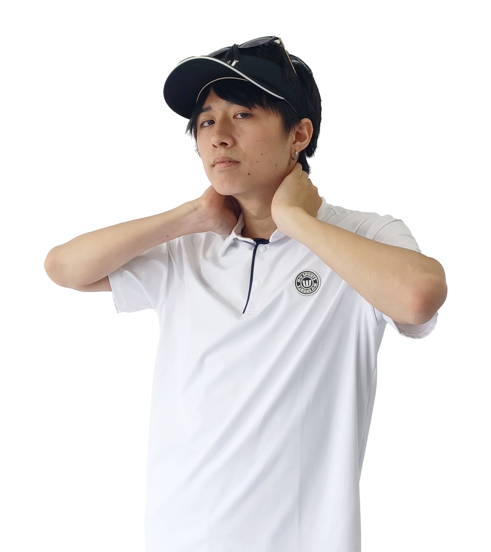短袖後背網眼男襯衫