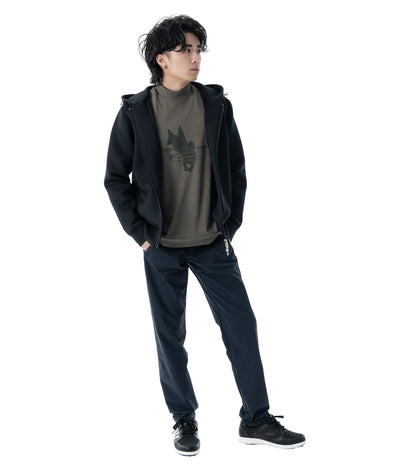 メンズワッペン切替フードパーカー