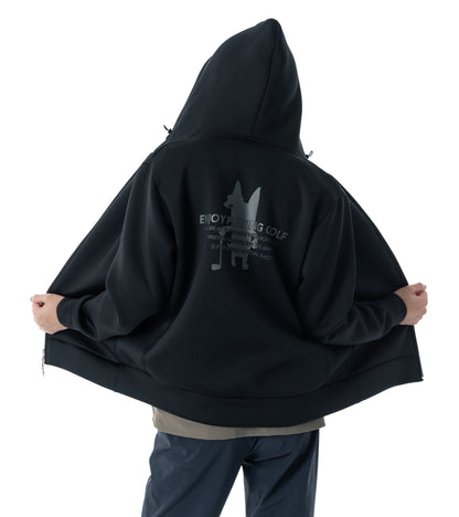 メンズワッペン切替フードパーカー