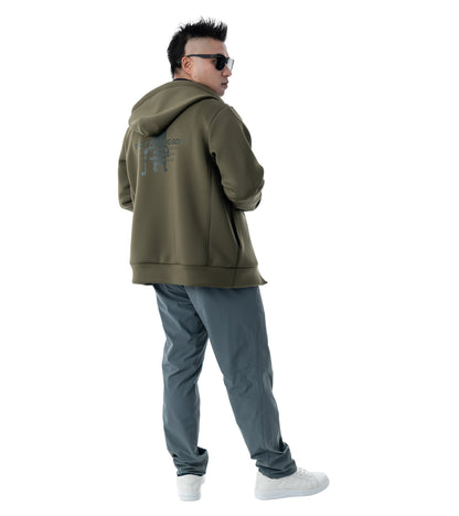 メンズワッペン切替フードパーカー