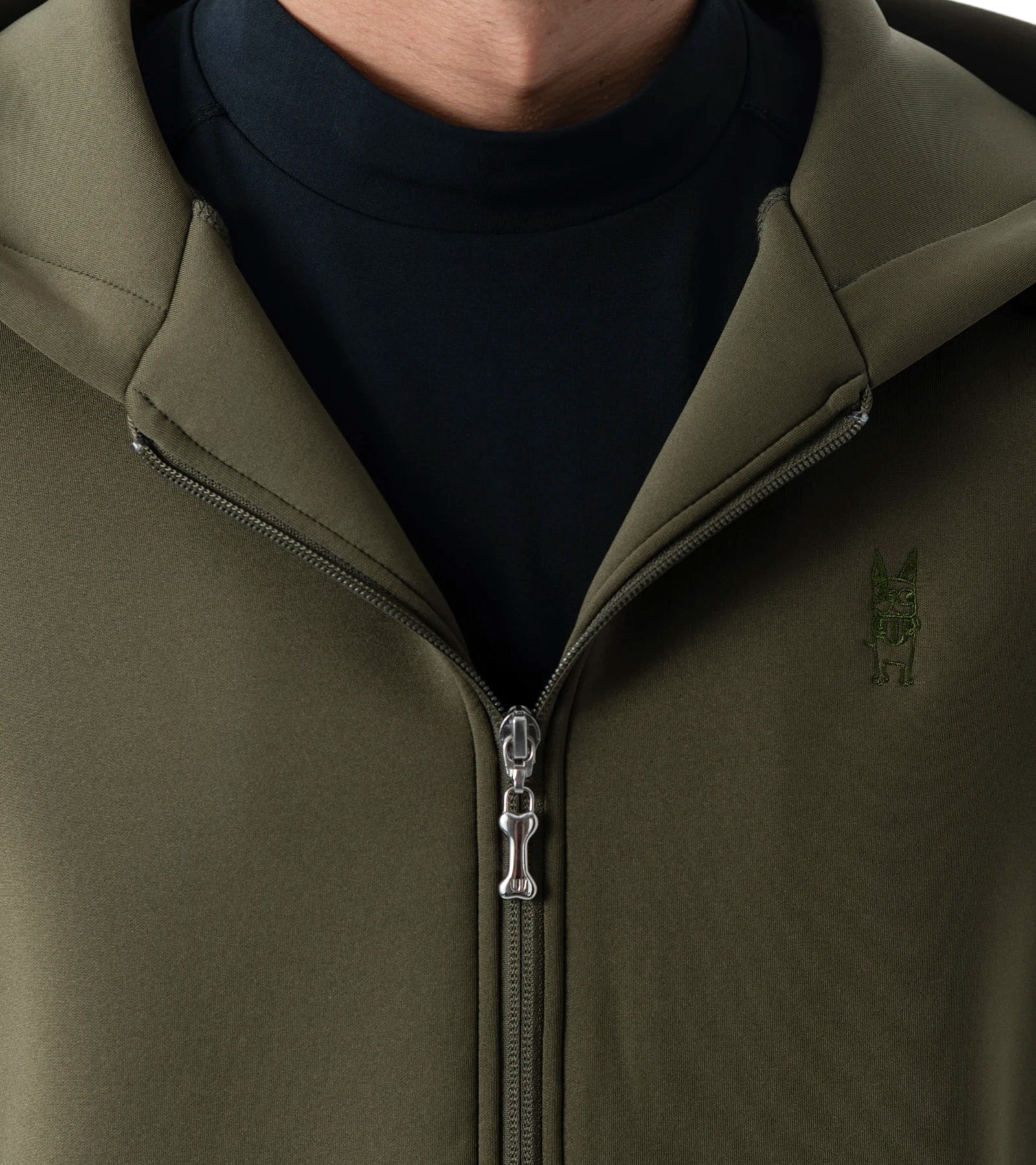 メンズワッペン切替フードパーカー