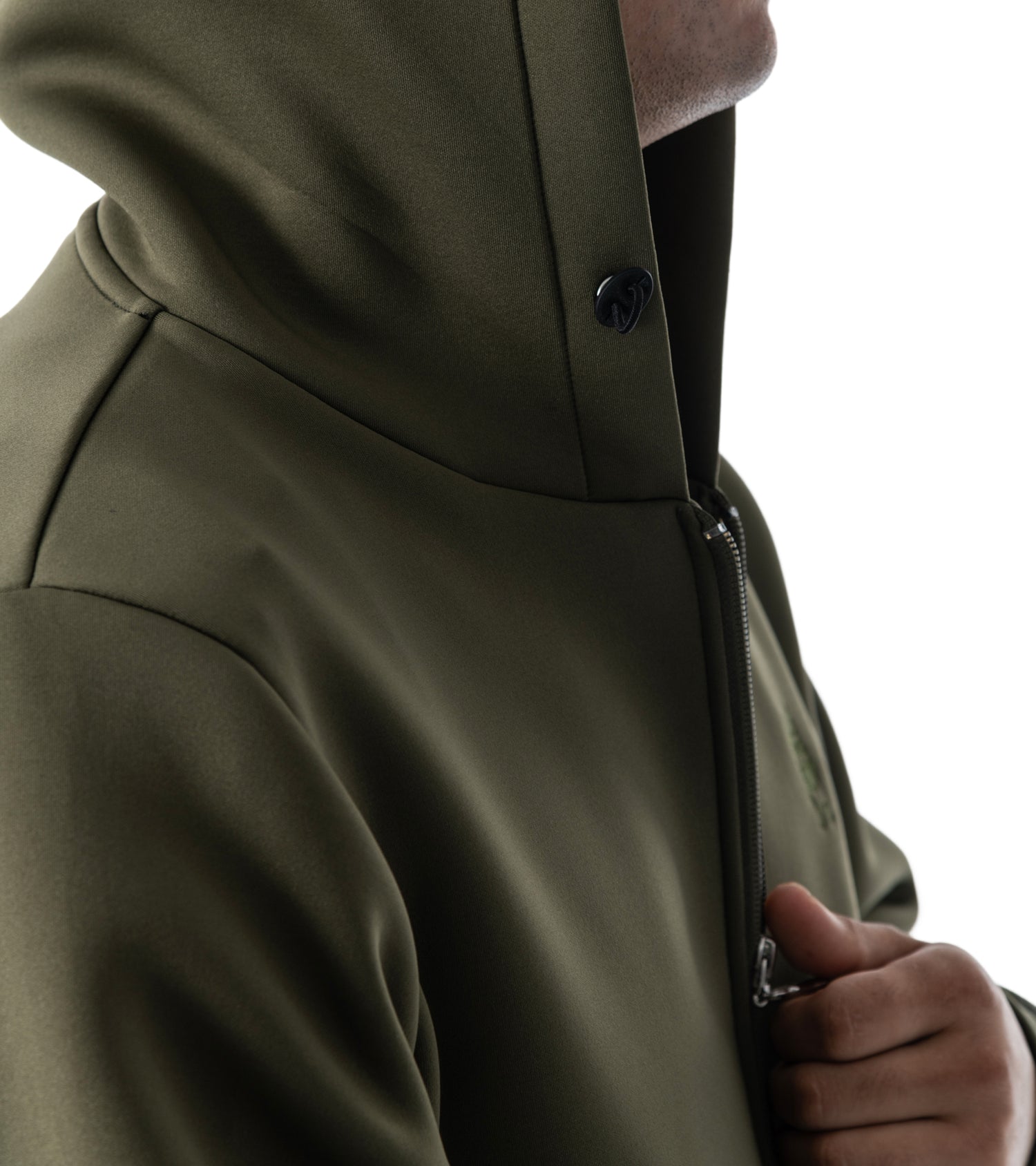 メンズワッペン切替フードパーカー