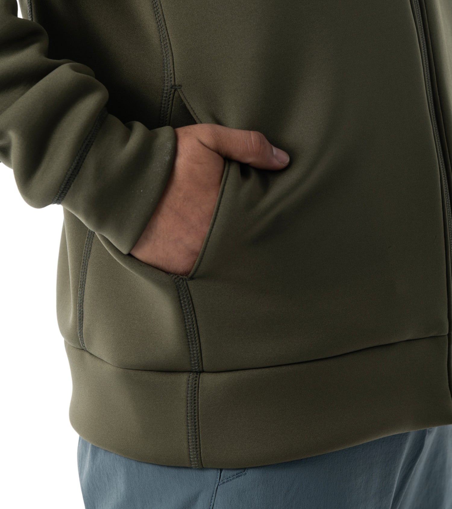 メンズワッペン切替フードパーカー