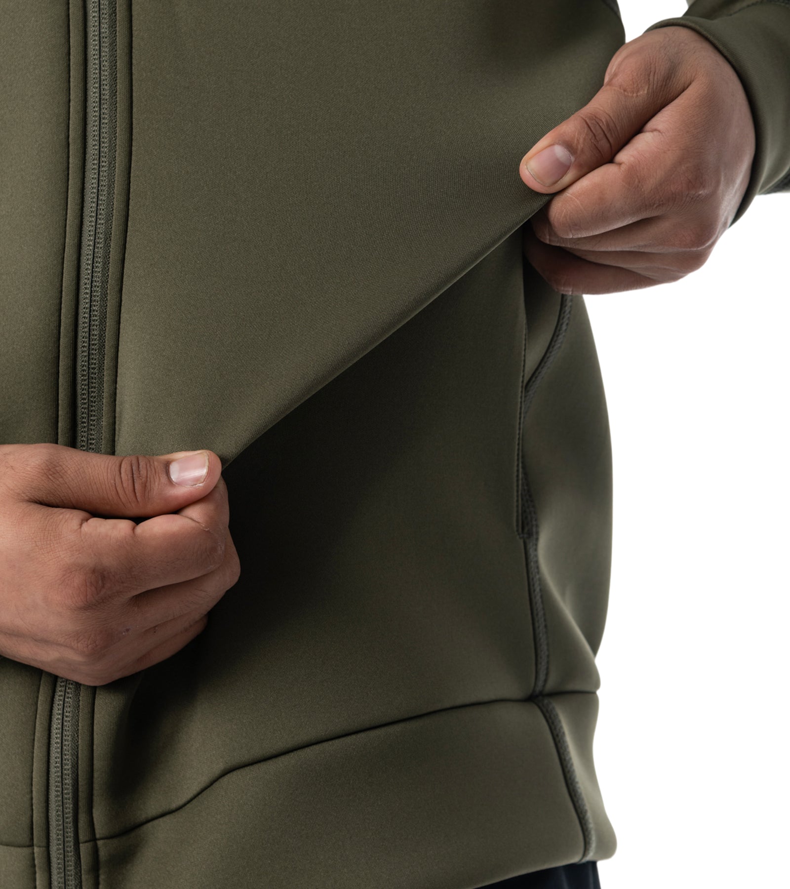 メンズワッペン切替フードパーカー