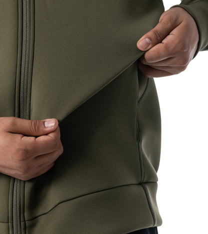 メンズワッペン切替フードパーカー