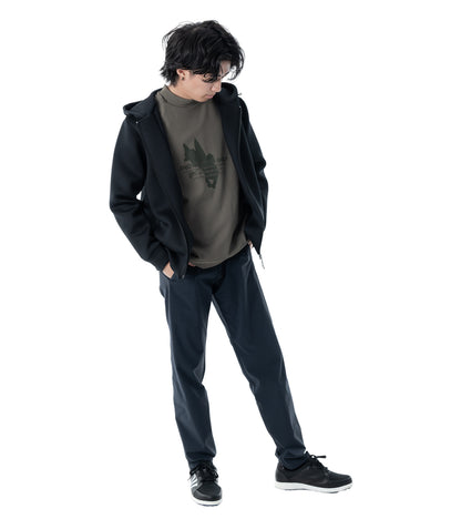 メンズワッペン切替フードパーカー