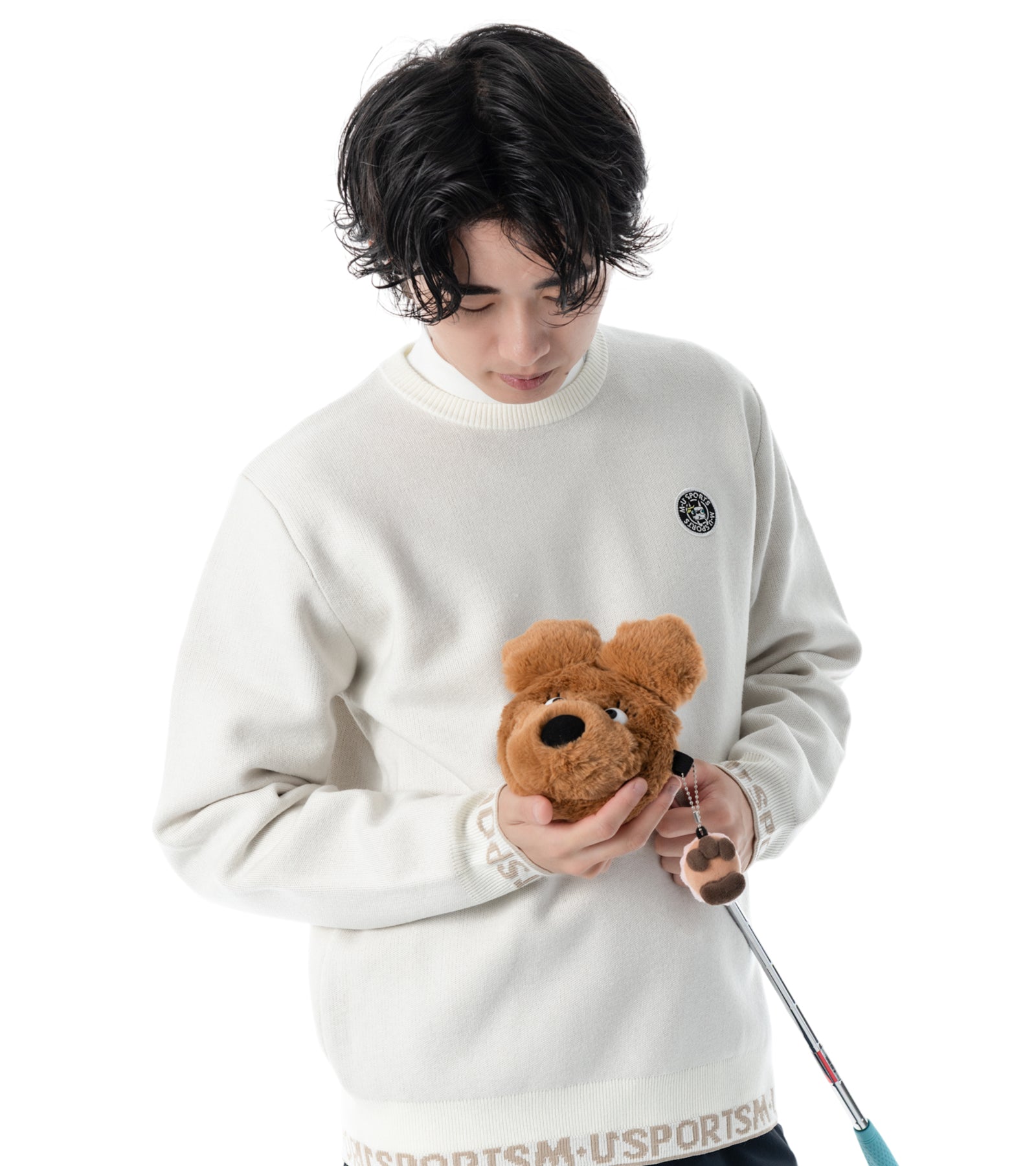 アーモスイングメンズインターシャニット