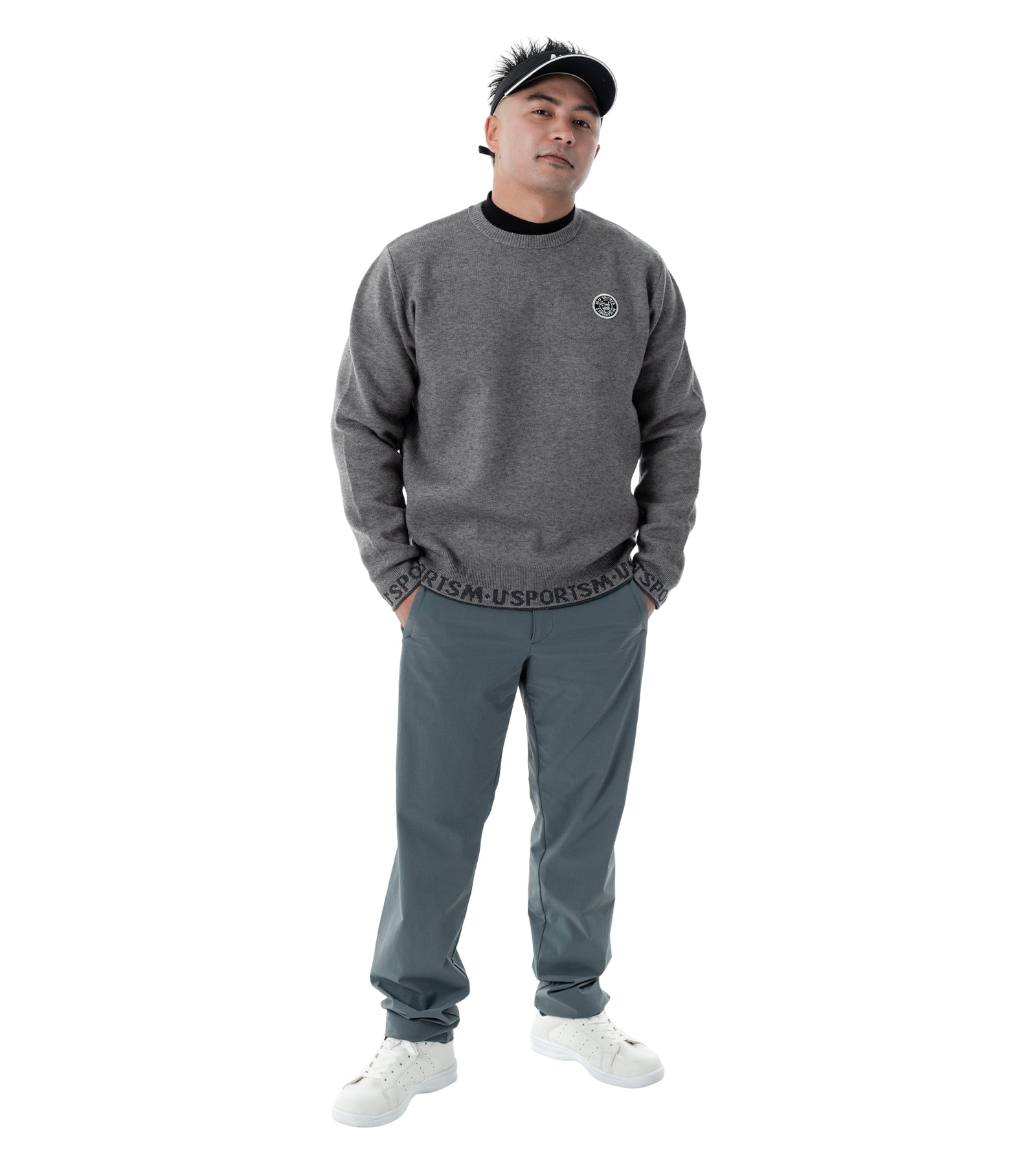 アーモスイングメンズインターシャニット