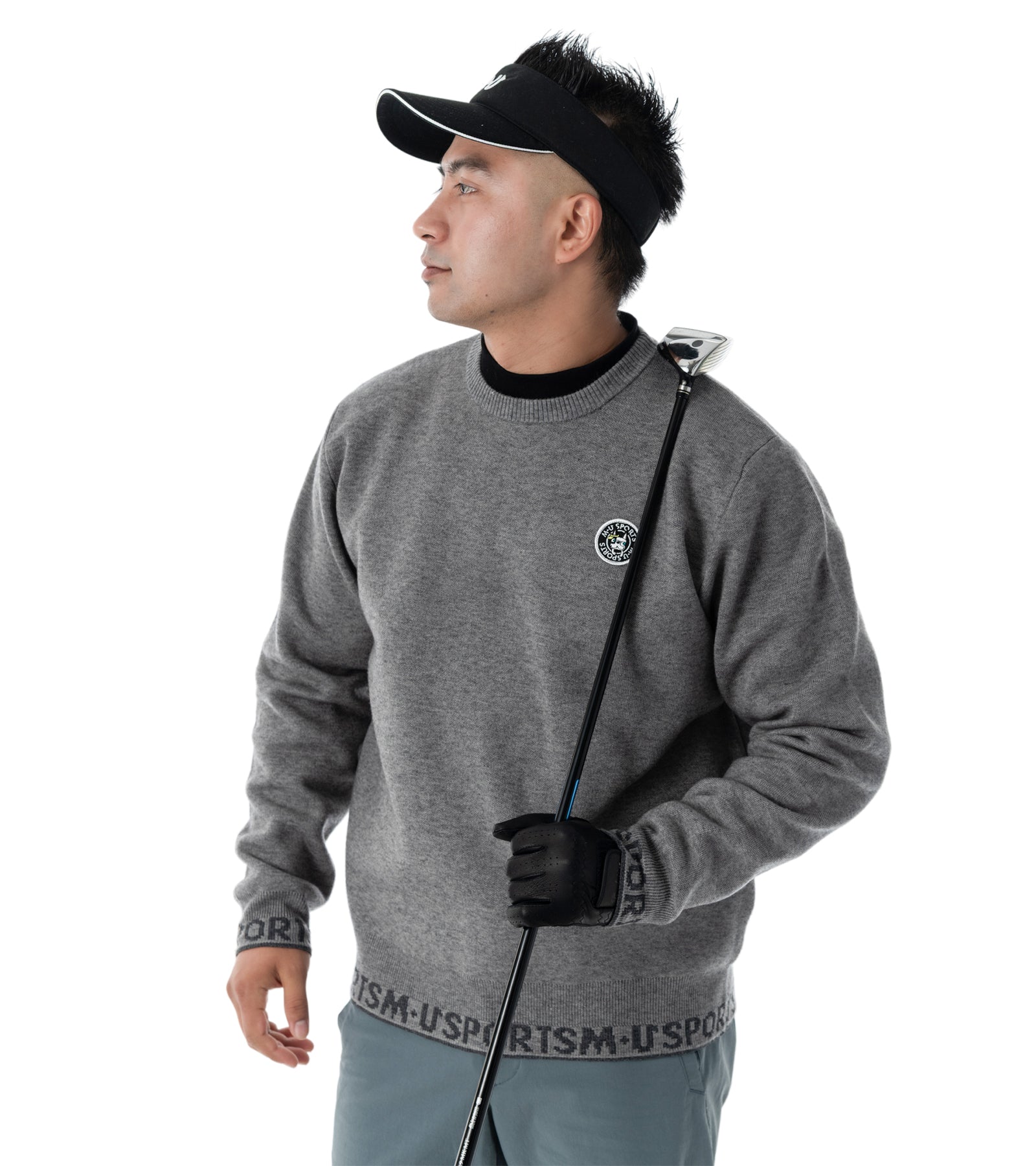 アーモスイングメンズインターシャニット