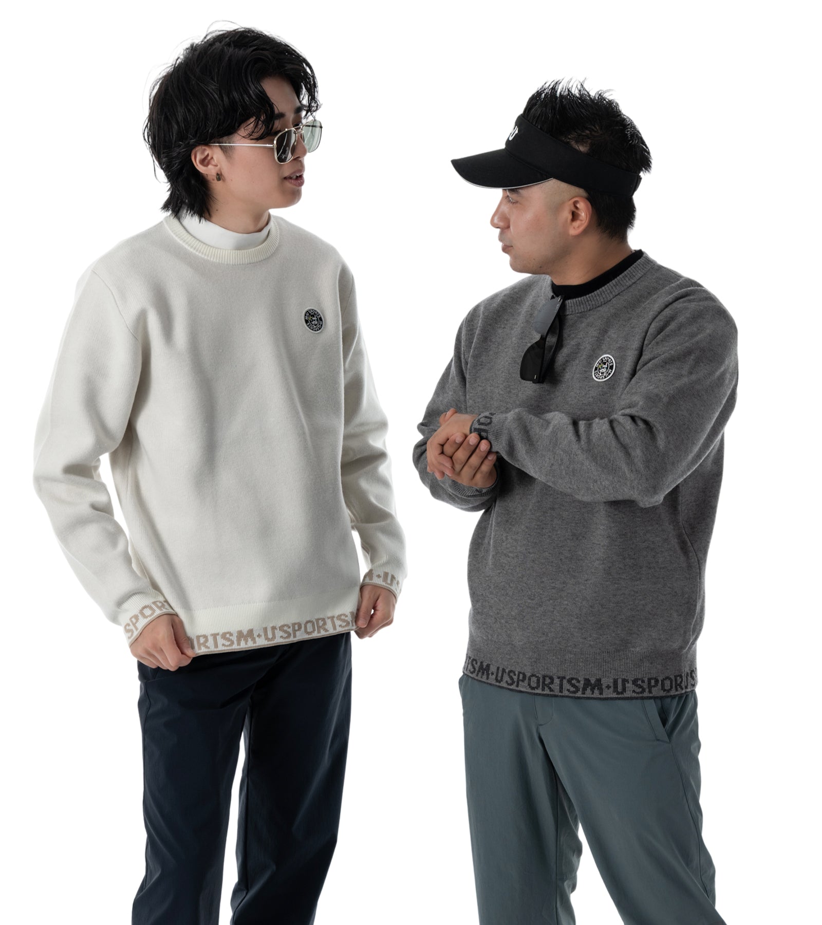 アーモスイングメンズインターシャニット