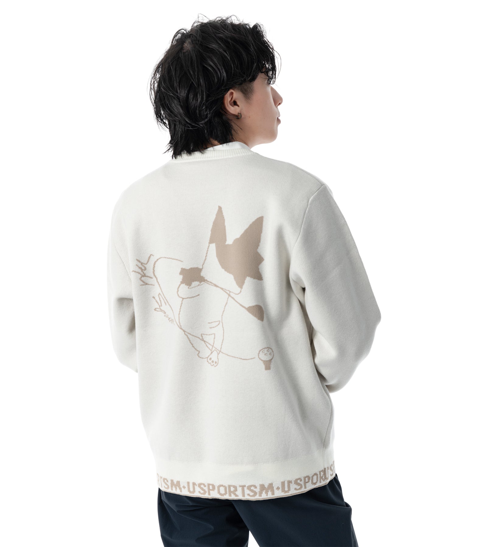 アーモスイングメンズインターシャニット