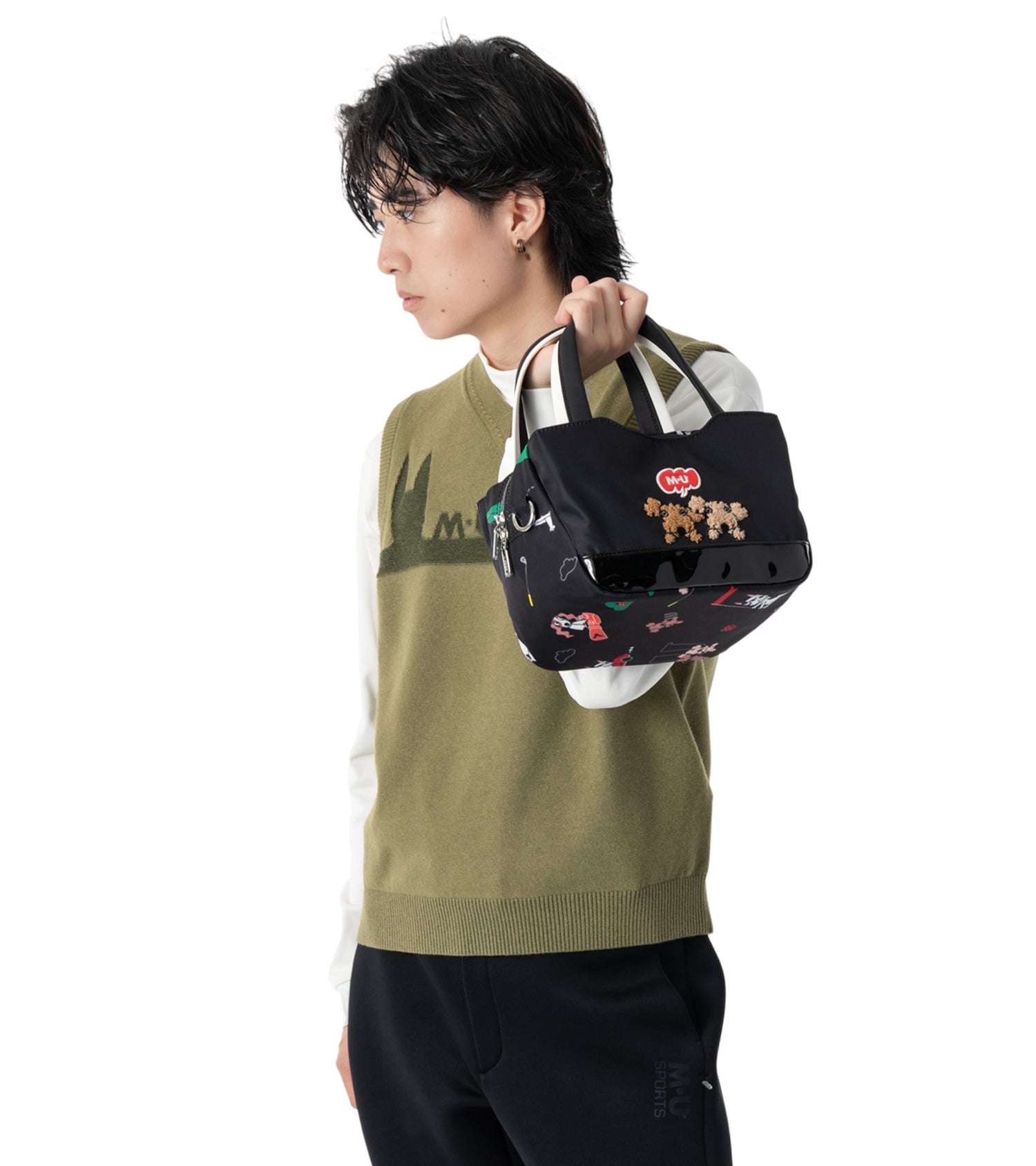 アーモ同色編み柄メンズベスト