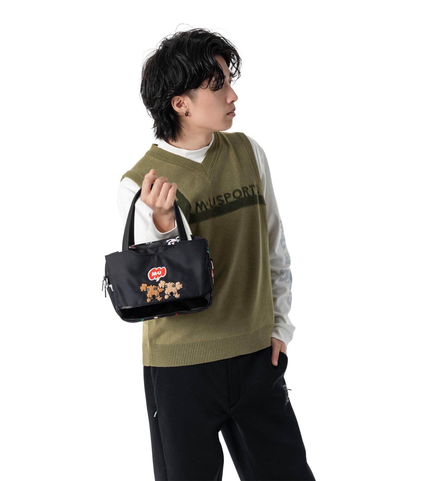 アーモ同色編み柄メンズベスト