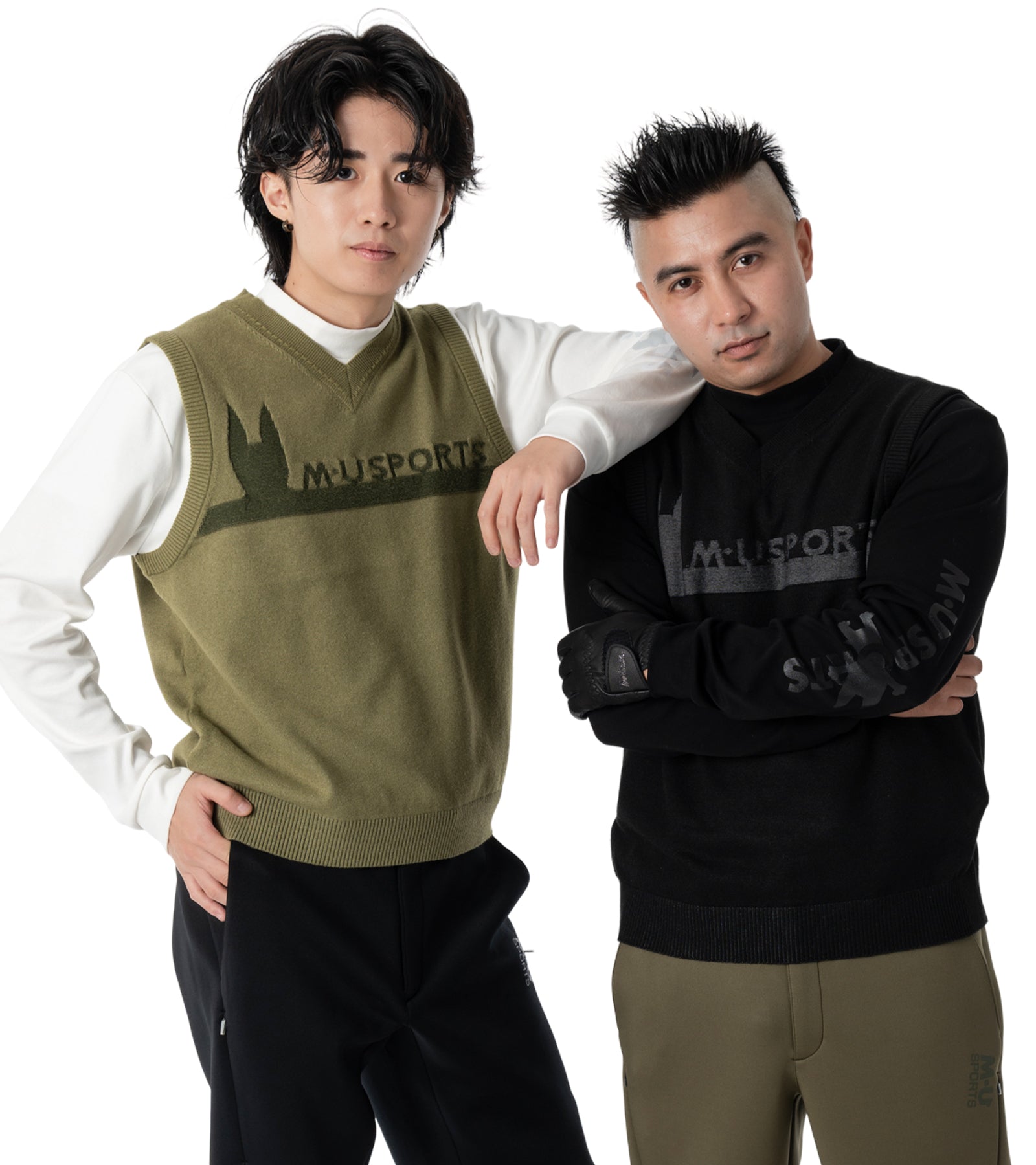 アーモ同色編み柄メンズベスト