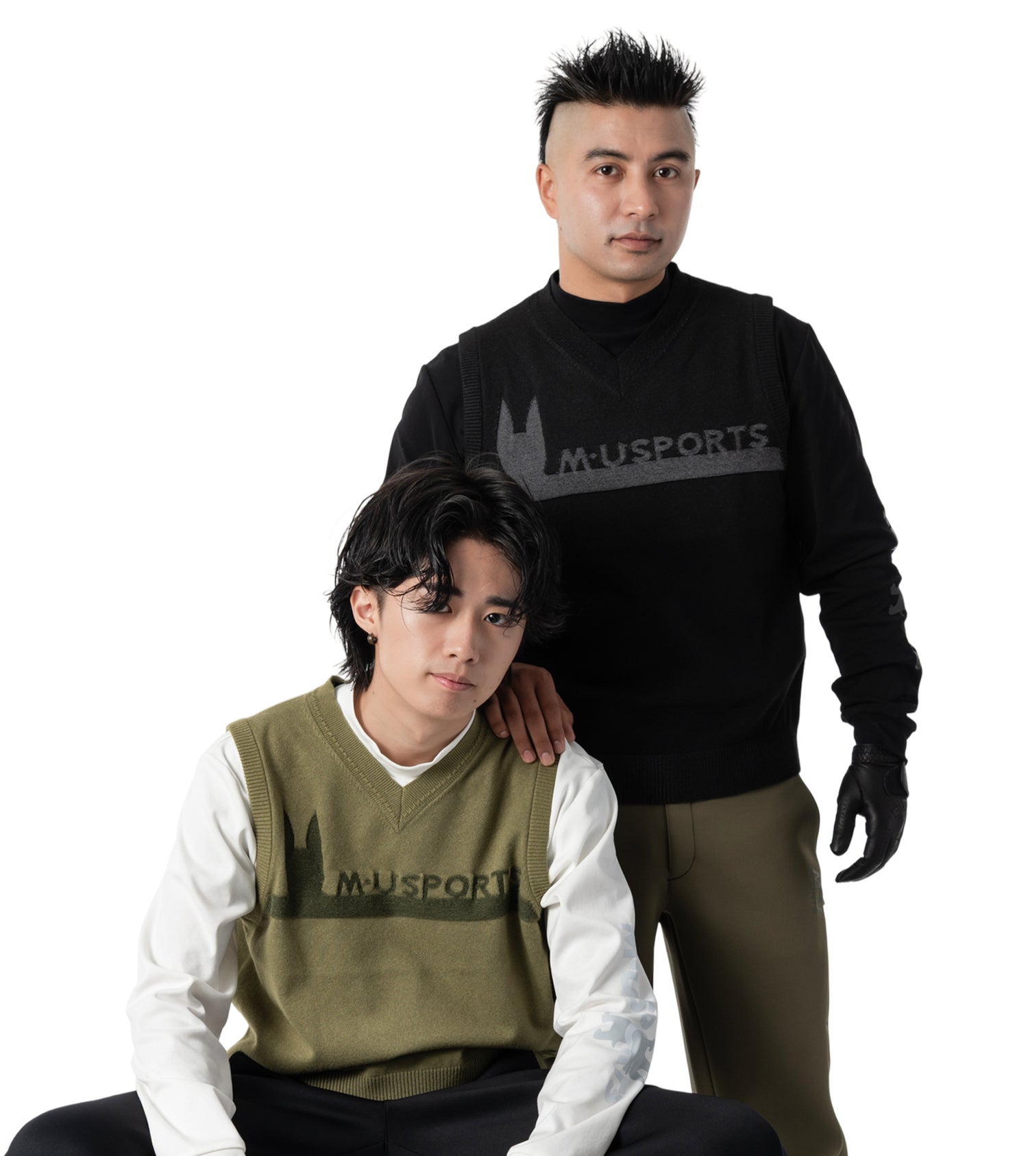 アーモ同色編み柄メンズベスト